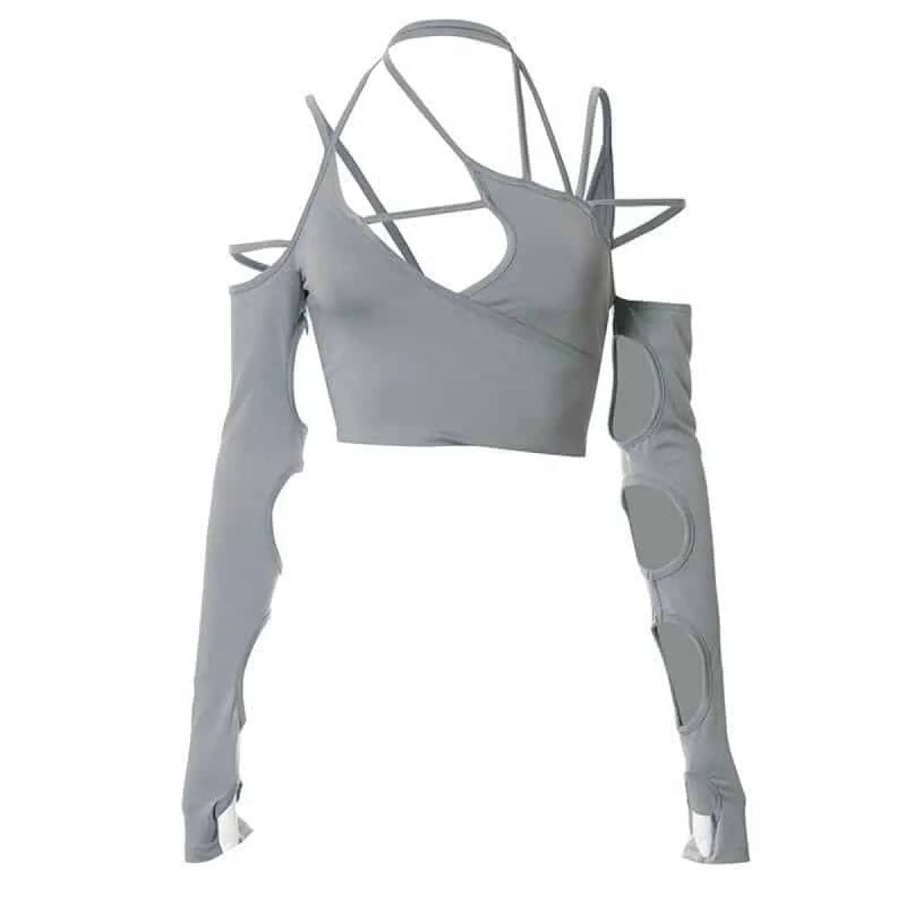 Cyber Punk Long Sleeve Crop Top