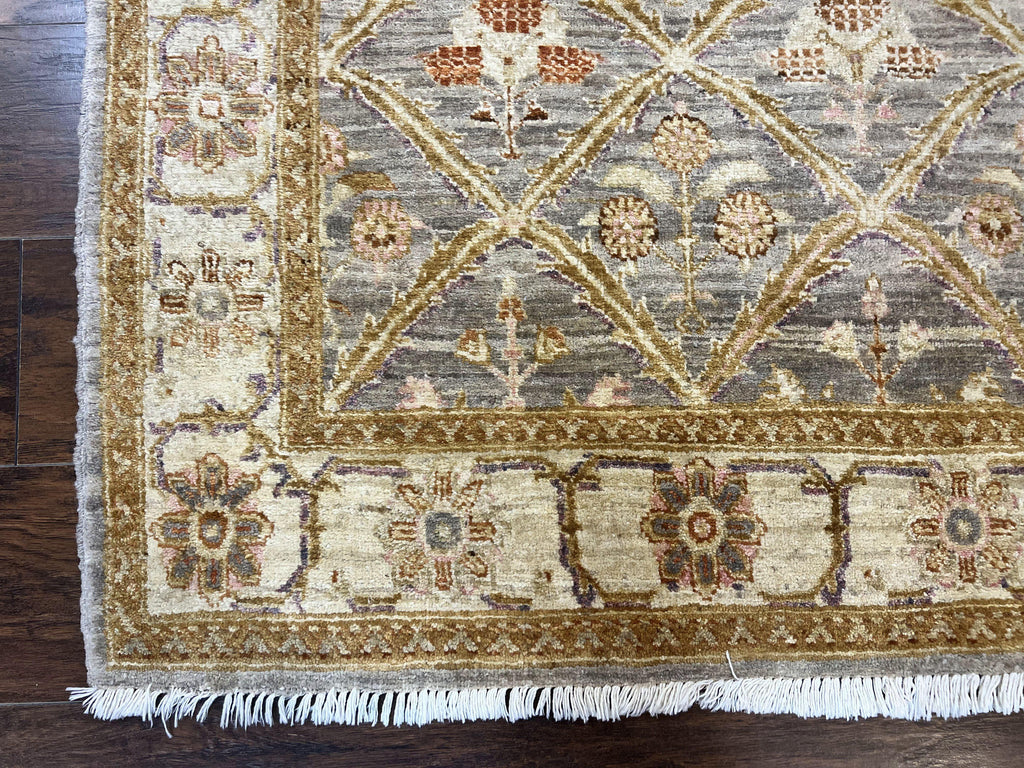 Pakistani Peshawar Rug 3.6 x 5, Safavieh Wool Handmade Hand Knotted Vintage Rug, Panel Design Oriental Carpet, Pair C