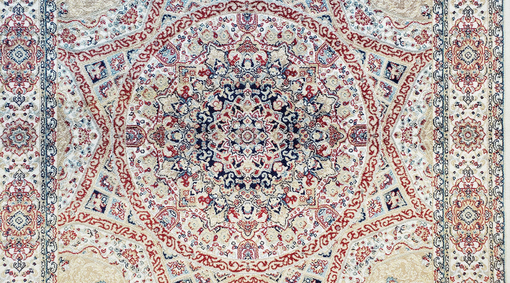 Beige & Cream Small Turkish Silk Rug, Bamboo Silk, Power-Loomed, Persian Design, High Quality, Soft Accent Rug, 3x5 ft, 2' 8" x 4' 11"