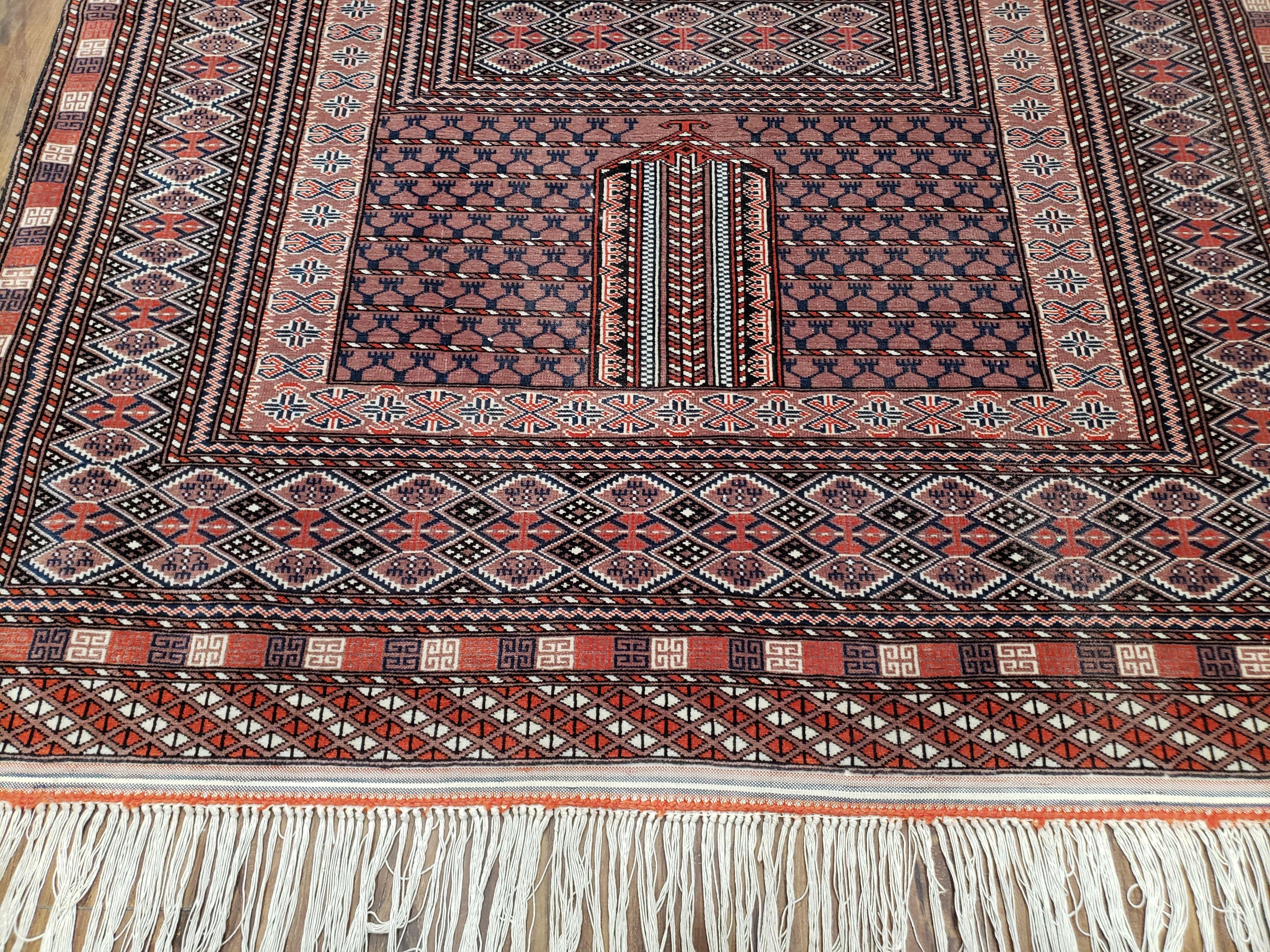 Vintage Turkoman Bokhara Rug 4x6, Four Seasons Pakistan Bukhara Turkmen Engsi Yamud Carpet, Fine Tribal Rug, Wool, Hand-Knotted, Brown, Nice