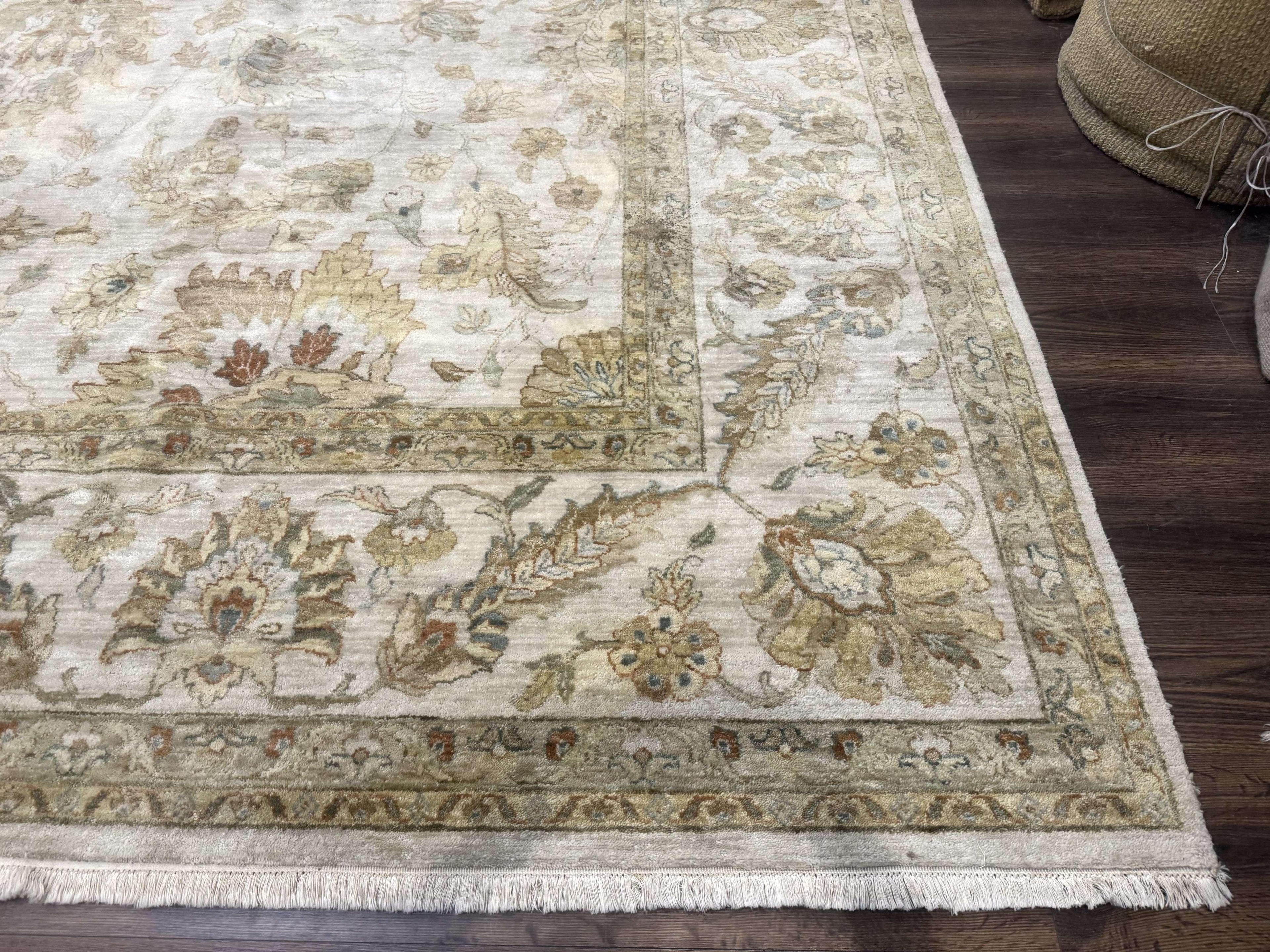 Palace Size Rug 12x15, Neutral Light Colors, Oat, Peshawar Chobi Oushak Rug, Handmade Wool Rug