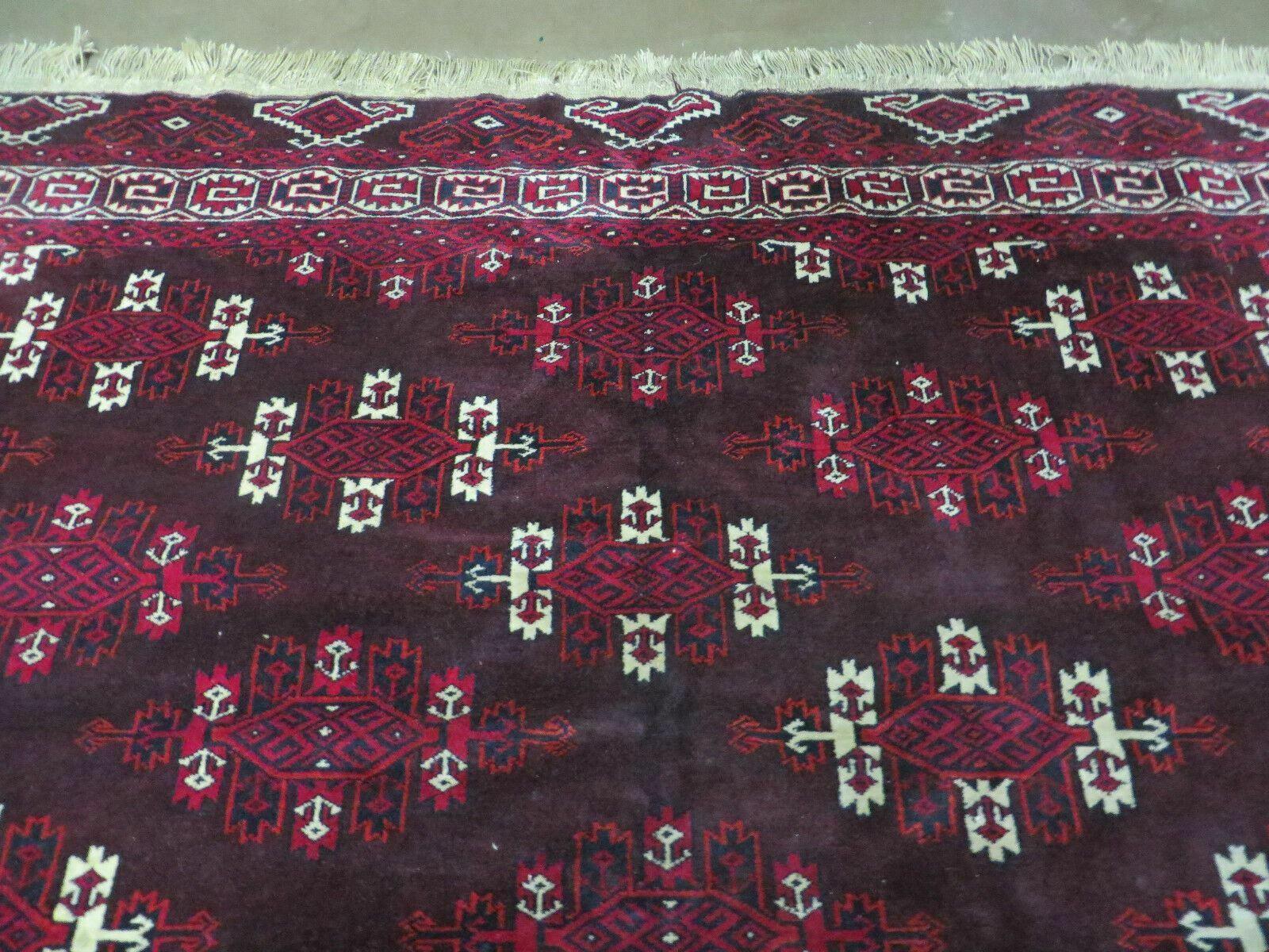 7' X 10' Antique Handmade Yamud Turkoman Wool Rug Excellent
