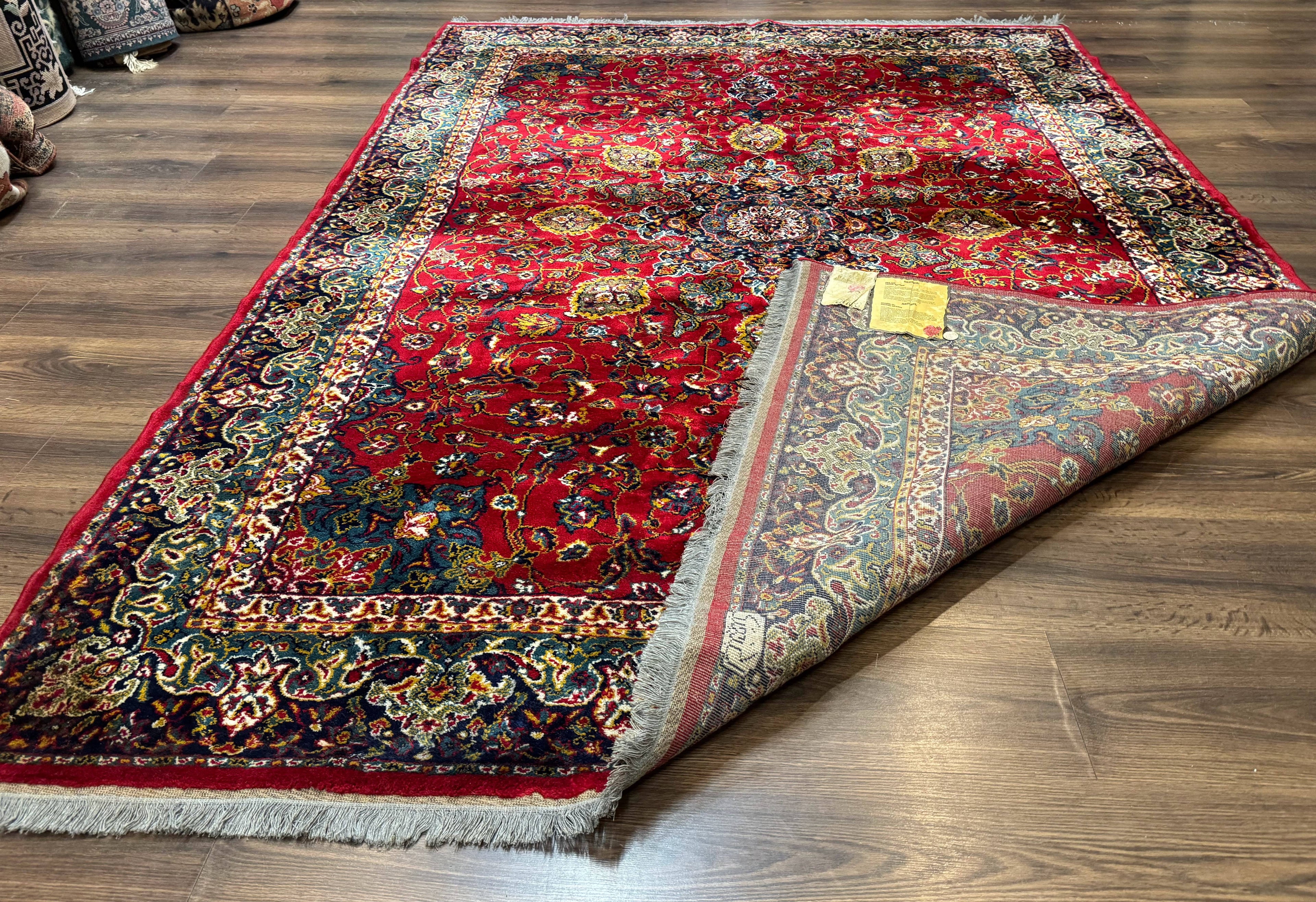 Red Persian Rug 6x9, Medallion Carpet, Ardebil Design, Vintage Belgium Power Loomed Carpet