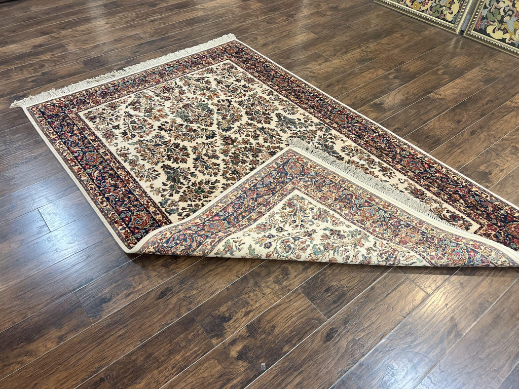 Karastan Rug 5.9 x 9, Ivory Sarouk #760, Wool Vintage Original Collection 700 Series