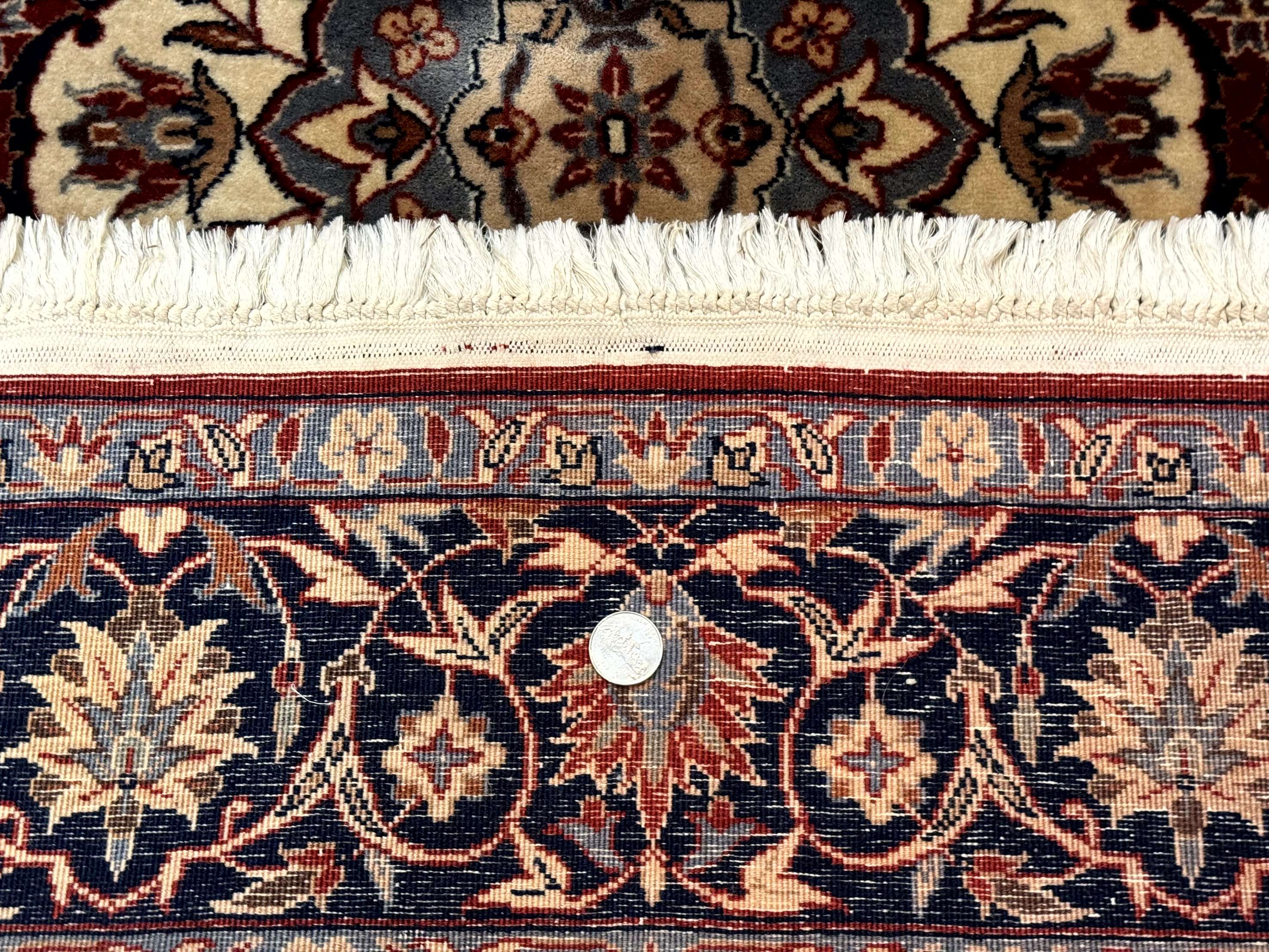 Sino Persian Rug 4x6, Traditional Wool Hand Knotted Carpet, Red Navy Blue, 225 KPSI