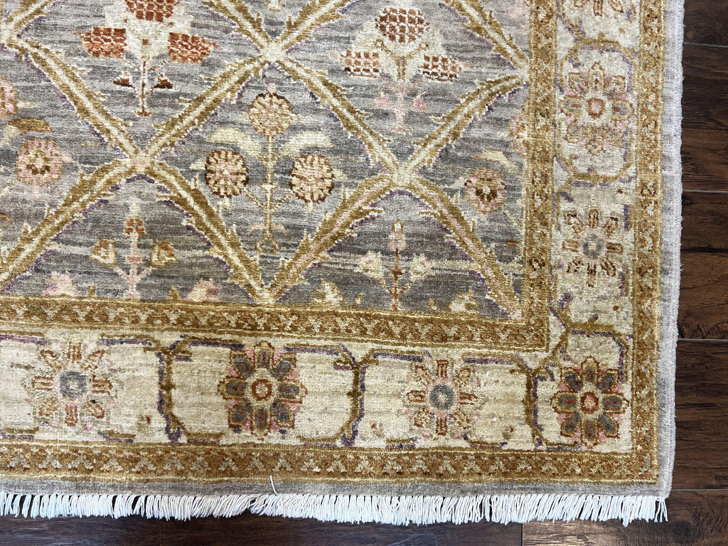 Pakistani Peshawar Rug 3.6 x 5, Safavieh Wool Handmade Hand Knotted Vintage Rug, Panel Design Oriental Carpet, Pair C