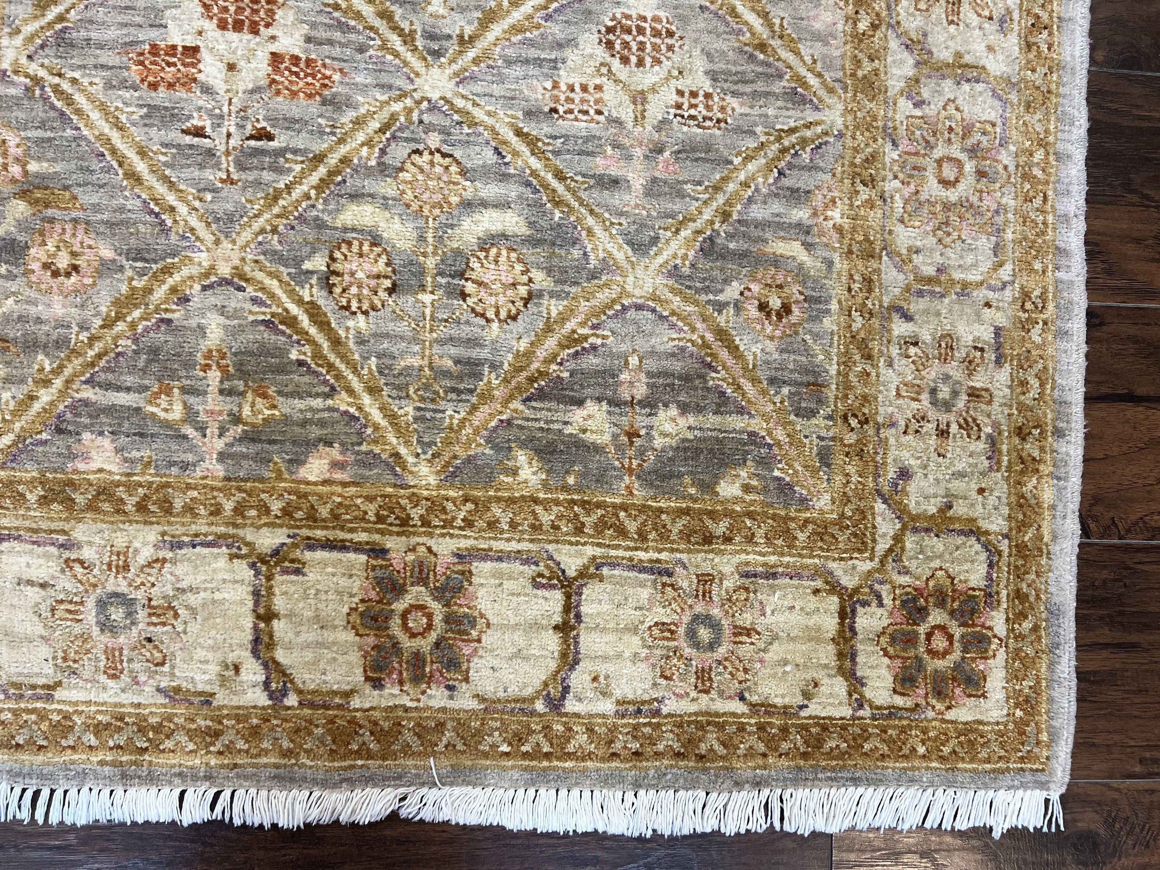 Pakistani Peshawar Rug 3.6 x 5, Safavieh Wool Handmade Hand Knotted Vintage Rug, Panel Design Oriental Carpet, Pair C