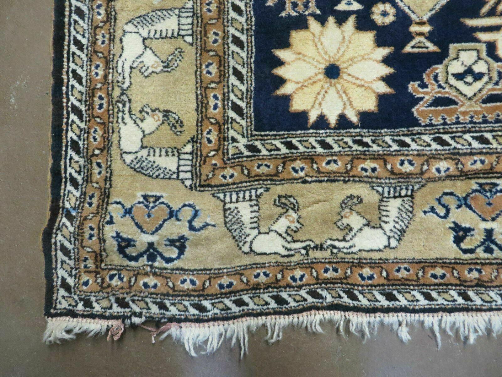 Persian Qum Rug 5.6 x 8.8, Navy Blue