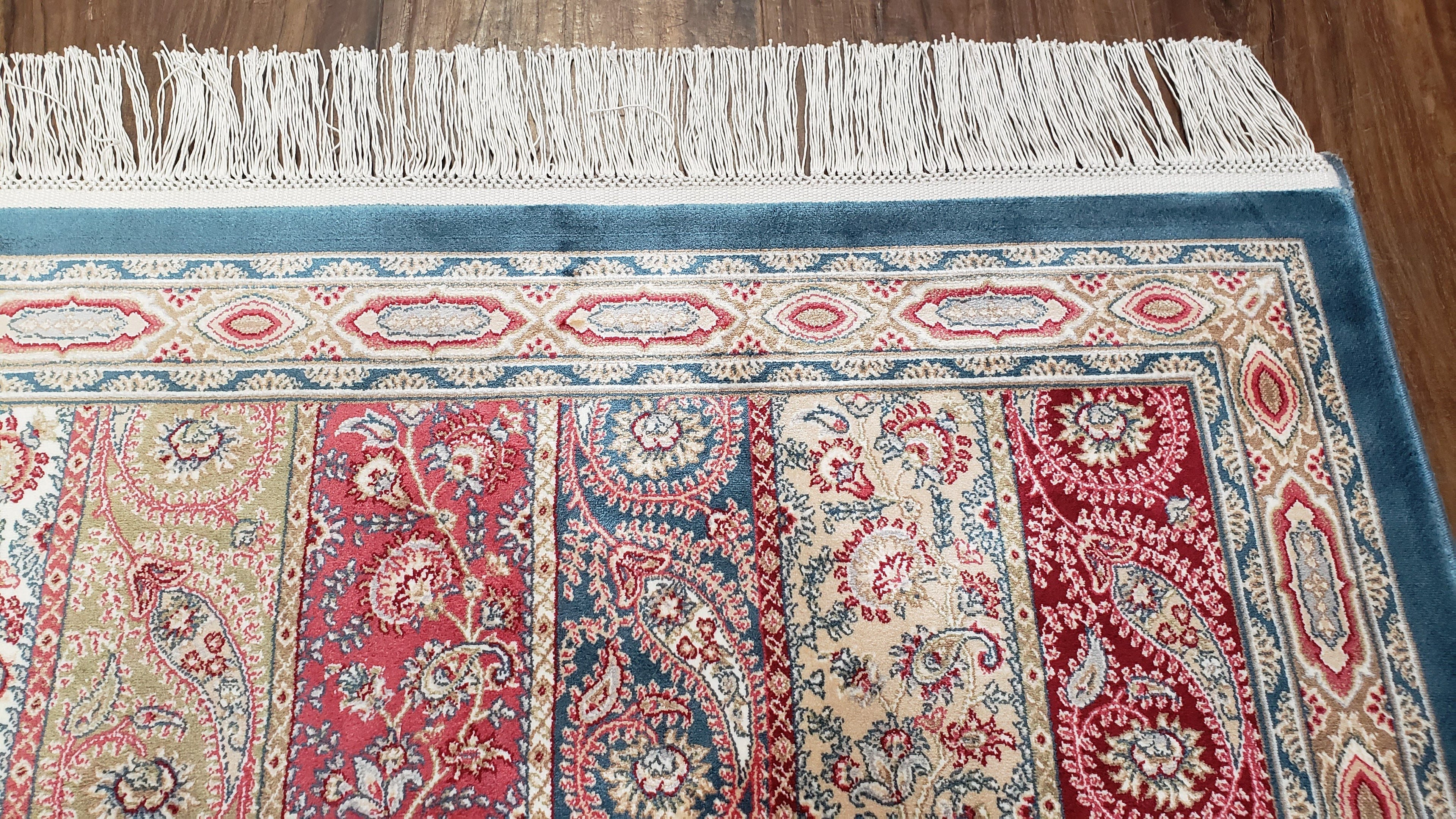 Paisley Pattern Silk Rug, Boteh Design, All Silk Accent Rug, Oriental Carpet, Very Detailed, 2' 8" x 4' 1", New, Bamboo Silk