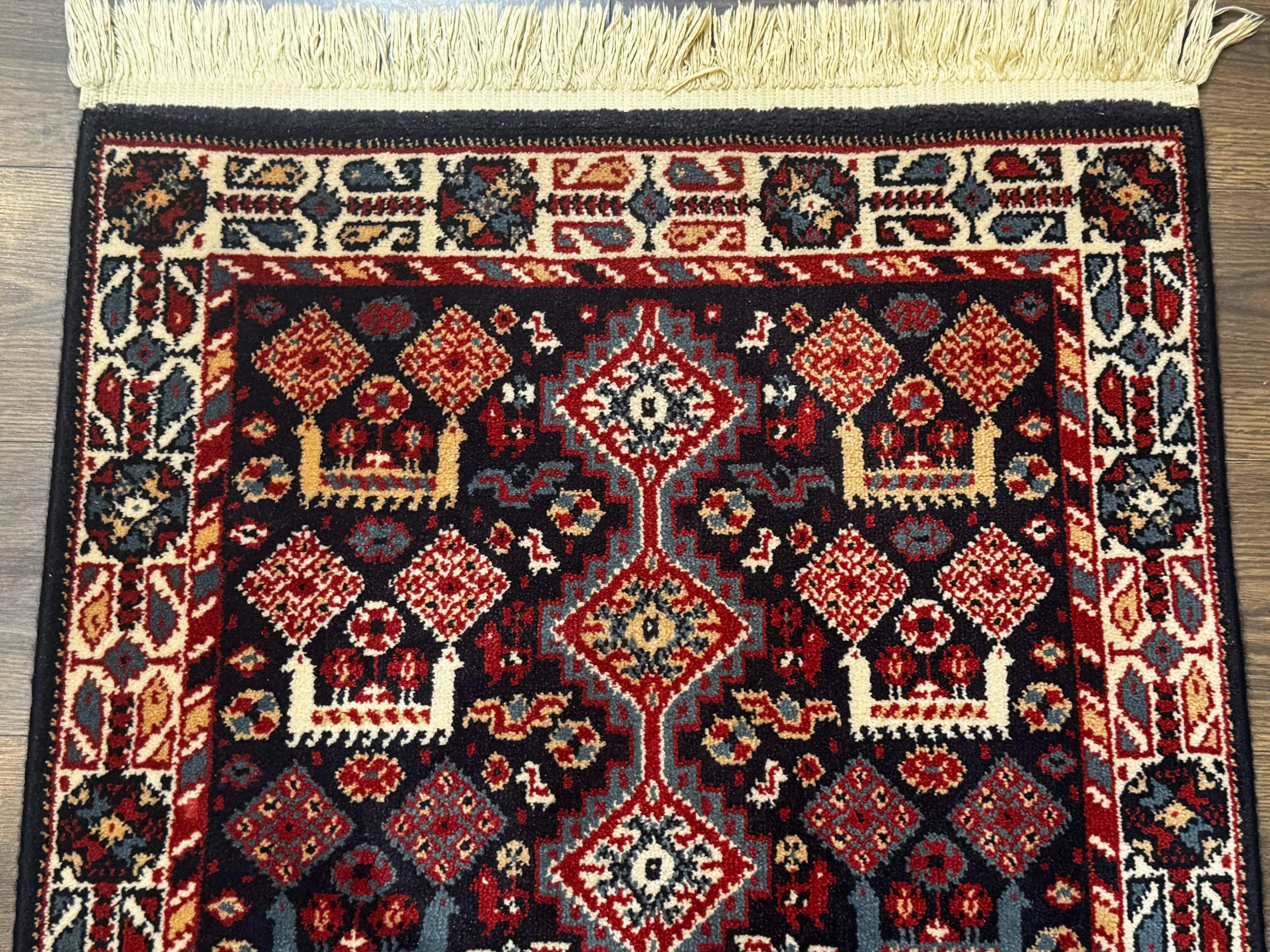 Small Karastan Rug 3x4, Yuruk Collection, Wool, Tribal, Geometric, Navy Blue