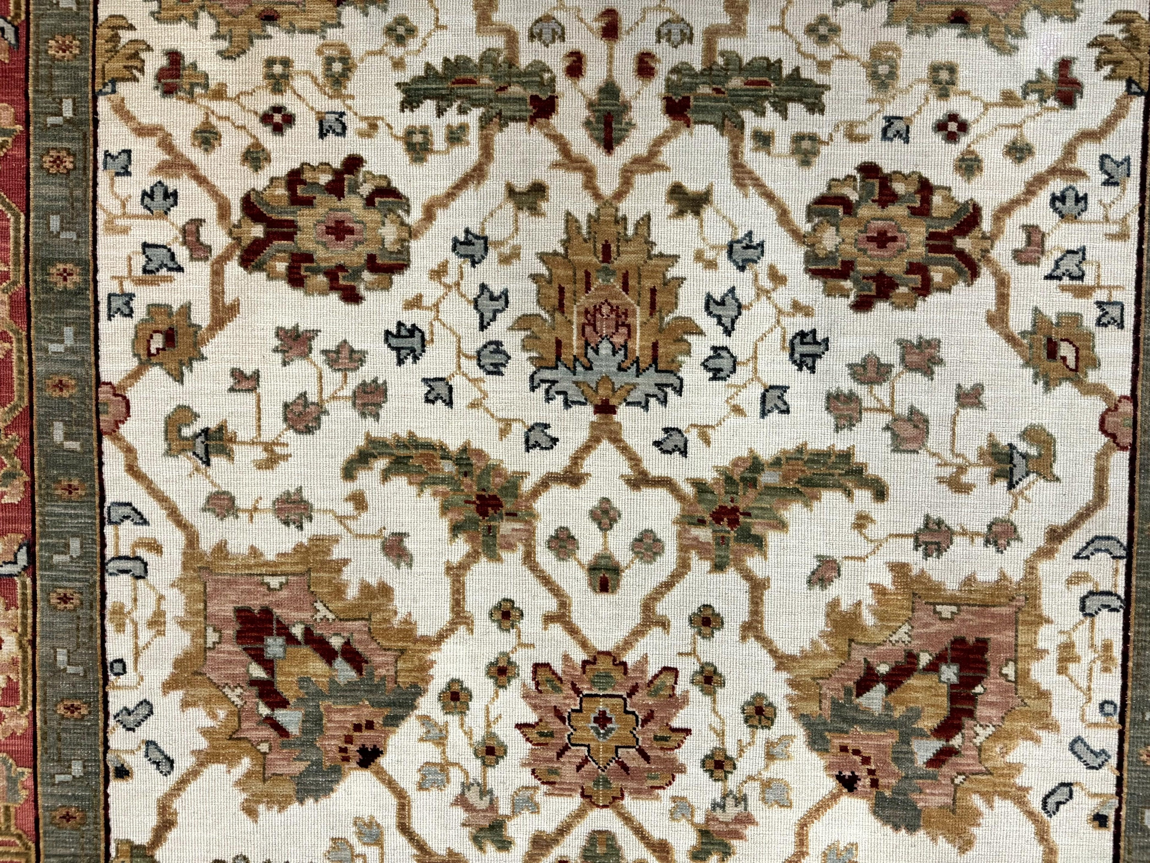 Flatweave Soumak Rug 6x9, Nourison Rug, Wool Handmade, Floral, Ivory