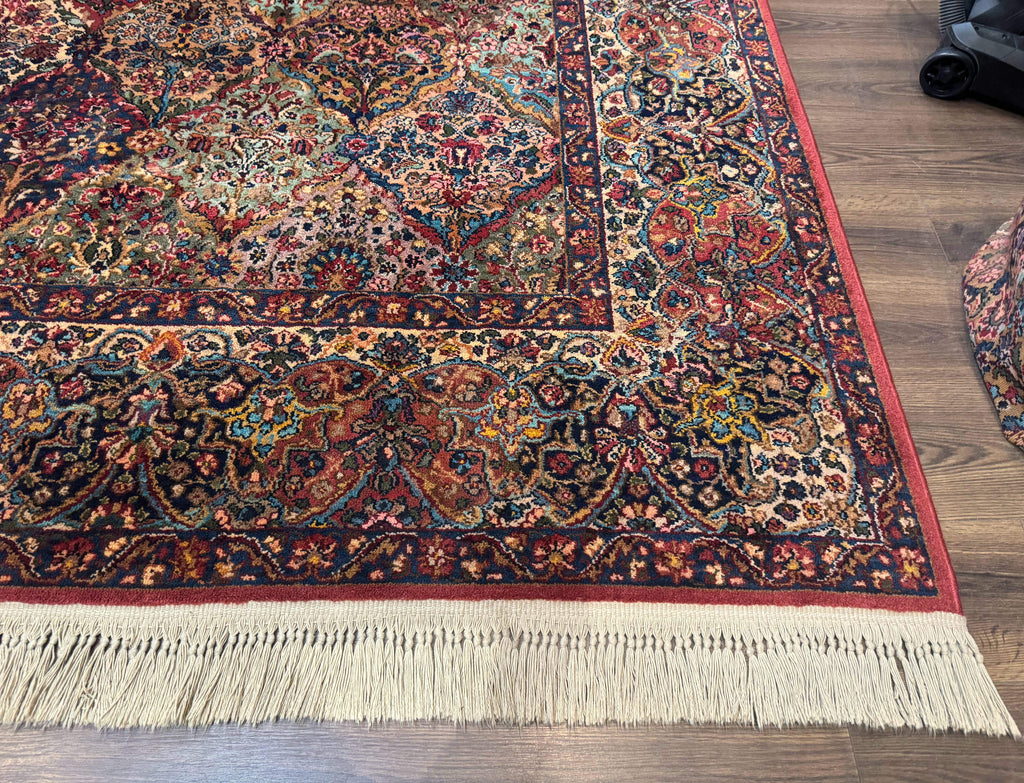 Karastan Rug 8.8 x 10.6, Multicolor Panel Kirman Rug #717, Original 700 Series, Wool