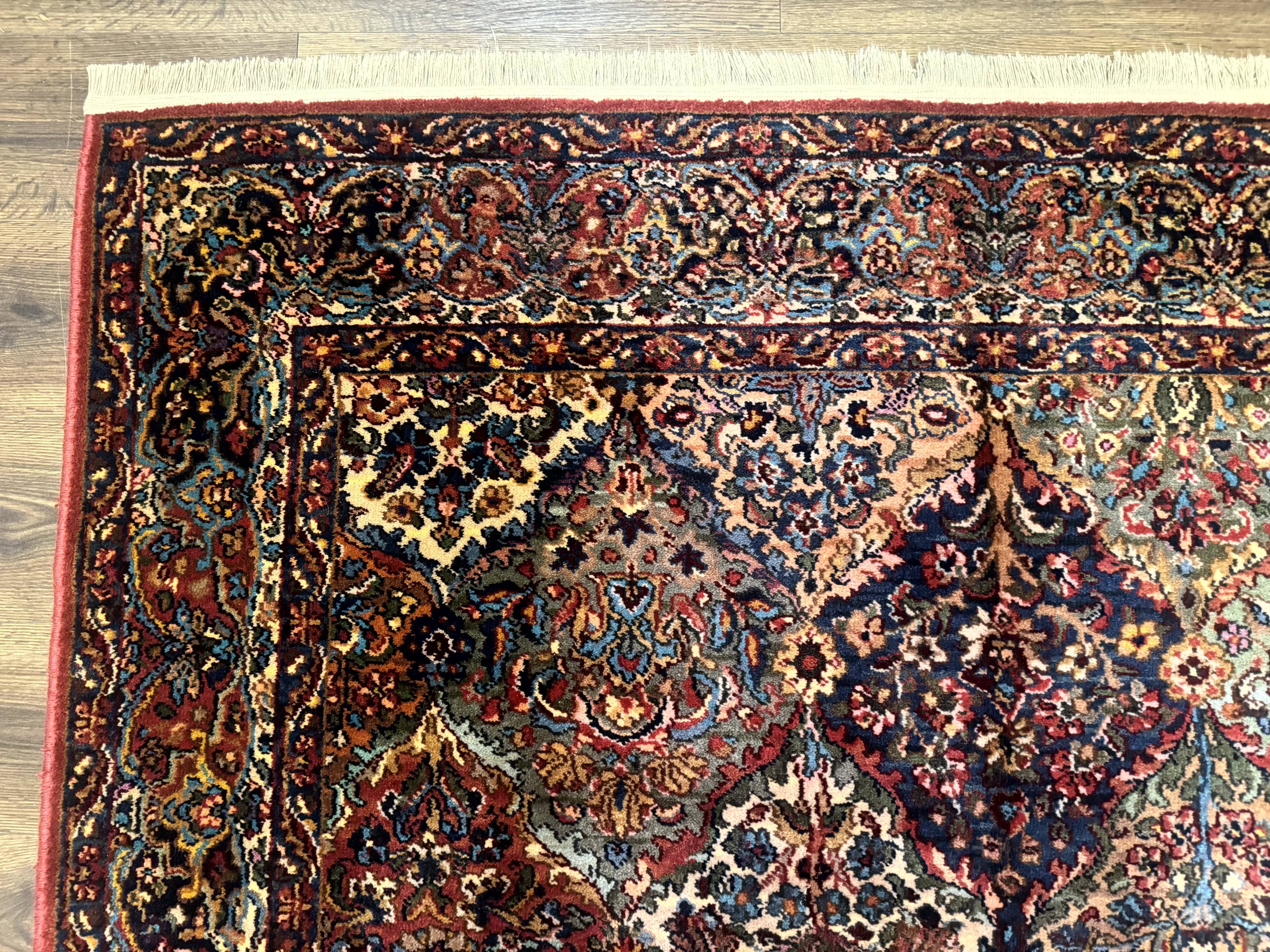 Karastan Rug 5.9 x 9, Multicolor Panel Kirman Rug #717, Wool Original Karastan Collection 700 Series