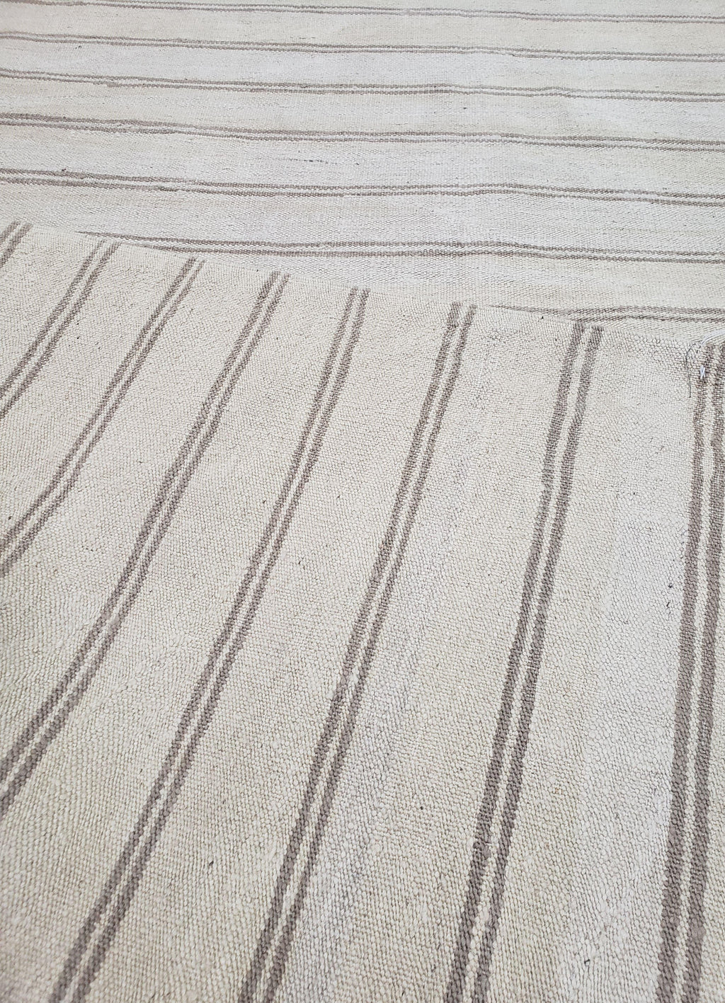 New Striped Turkish Kilim Area Rug 4x6 ft, Hand-Knotted, Wool, Light Gray, Earth Tone Decor, Flatweave Kilim, Two Toned Rug, Southwestern