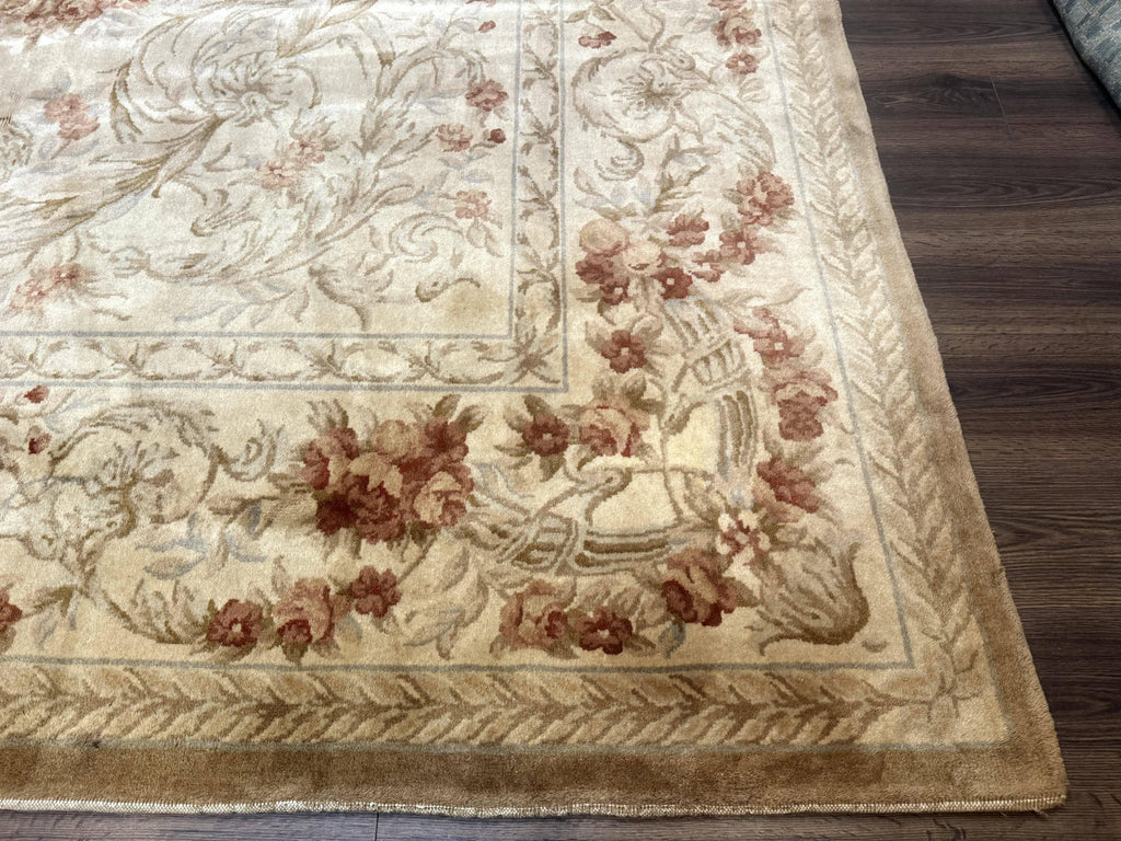 Chinese Aubusson Wool Rug 10x14, European Design, Thick Wool Pile