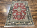 Wonderful Persian Silk Rug 5x7, Birds Floral Vases, Red, Hand Knotted Silk Fine Oriental Carpet, Handmade Vintage, Persian Qum Rug, 400 KPSI