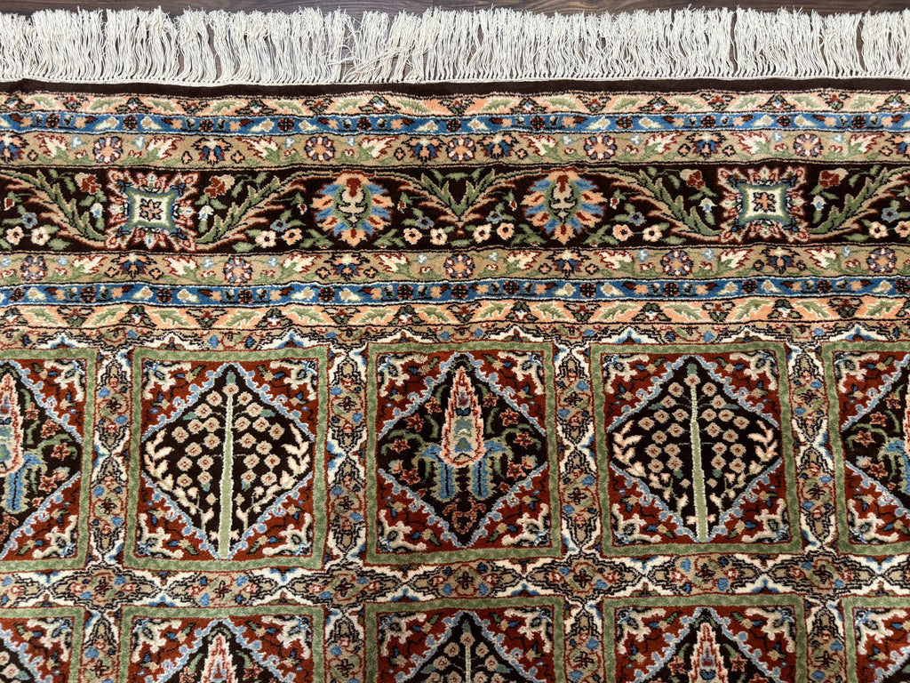 Sino Persian Rug 8x10, Panel Design, Brown, Multicolor, Wool, Cedar Trees