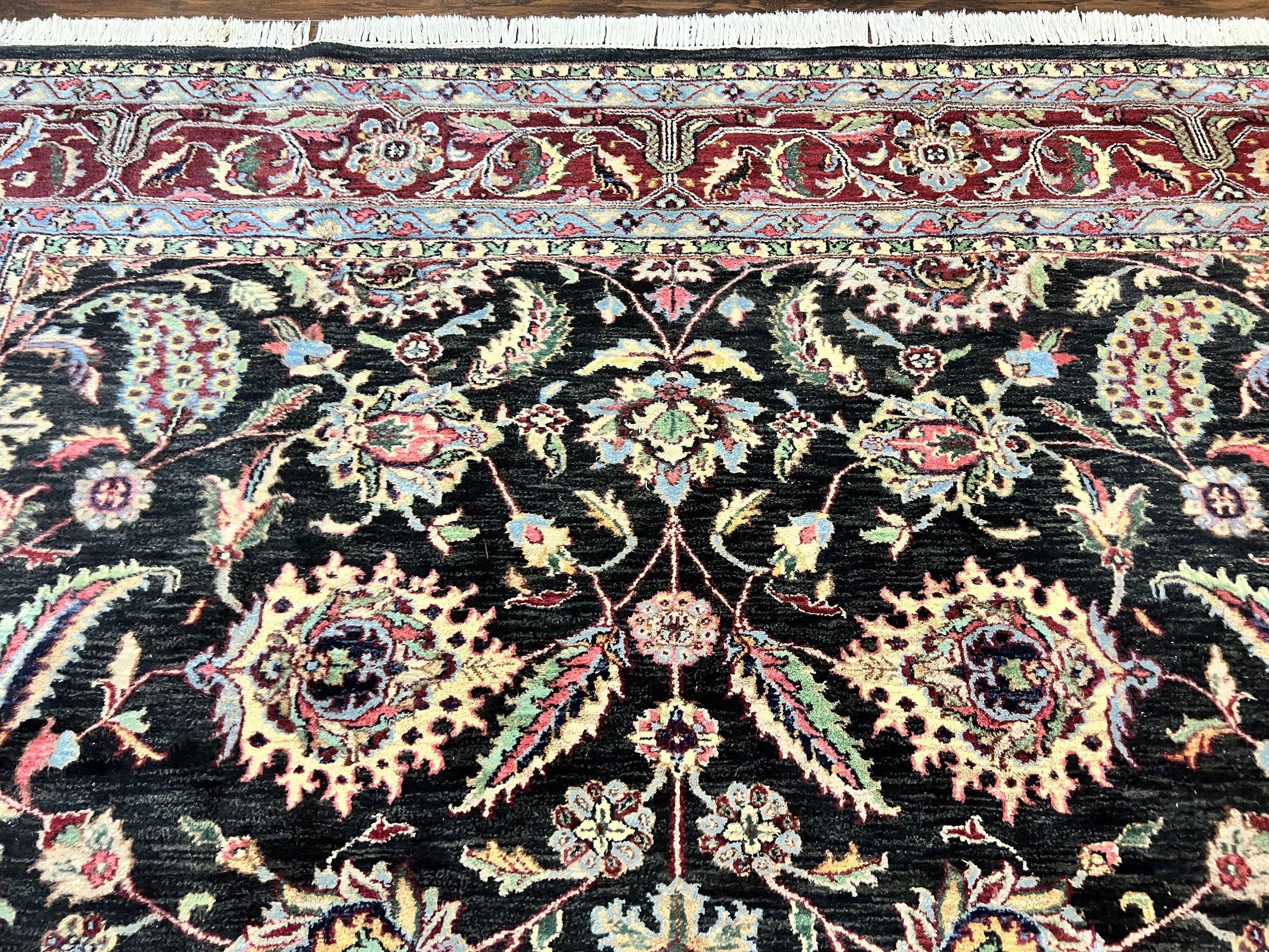 Indo Persian Rug 8x10, Nourison Carpet, Floral, Hand Knotted Vintage Wool Rug