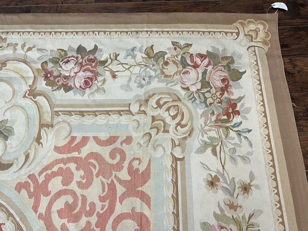 Aubusson Rug 10x14, Wool Handmade Vintage Carpet, Elegant French European Design Rug, Large Room Sized Aubusson Rug, Stark Carpet
