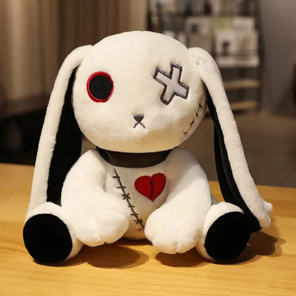 Dark Series Plush Bunny Toy - Gothic Rock Style Easter Rabbit Plushie