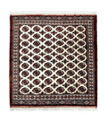Persian Turkoman Rug 7x8, Almost Square Rare, Hand Knotted, Yamud, Bohemian Rug, Handmade Tribal Rug, Cream Red, Handmade Oriental Carpet