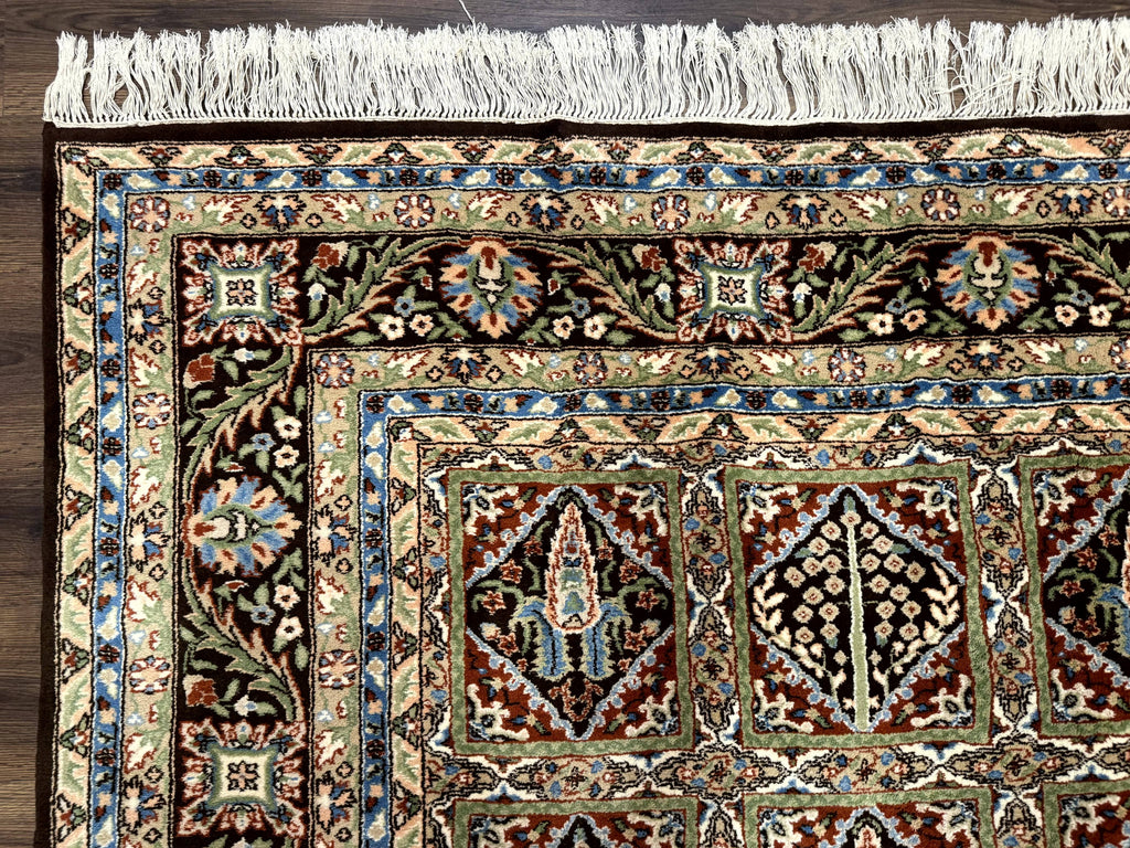 Sino Persian Rug 8x10, Panel Design, Brown, Multicolor, Wool, Cedar Trees