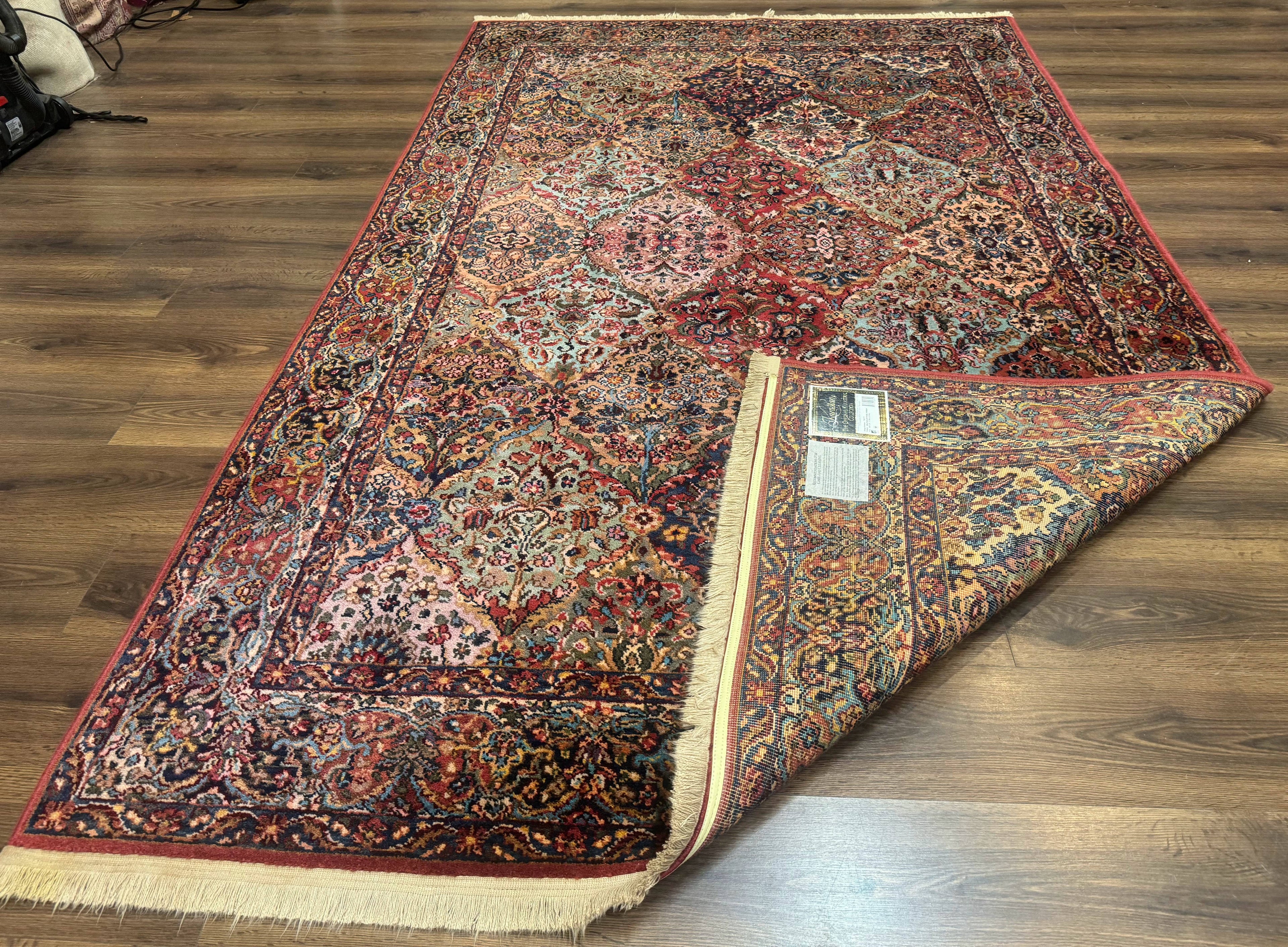 Karastan Rug 5.9 x 9, Multicolor Panel Kirman Rug #717, Wool Original Karastan Collection 700 Series
