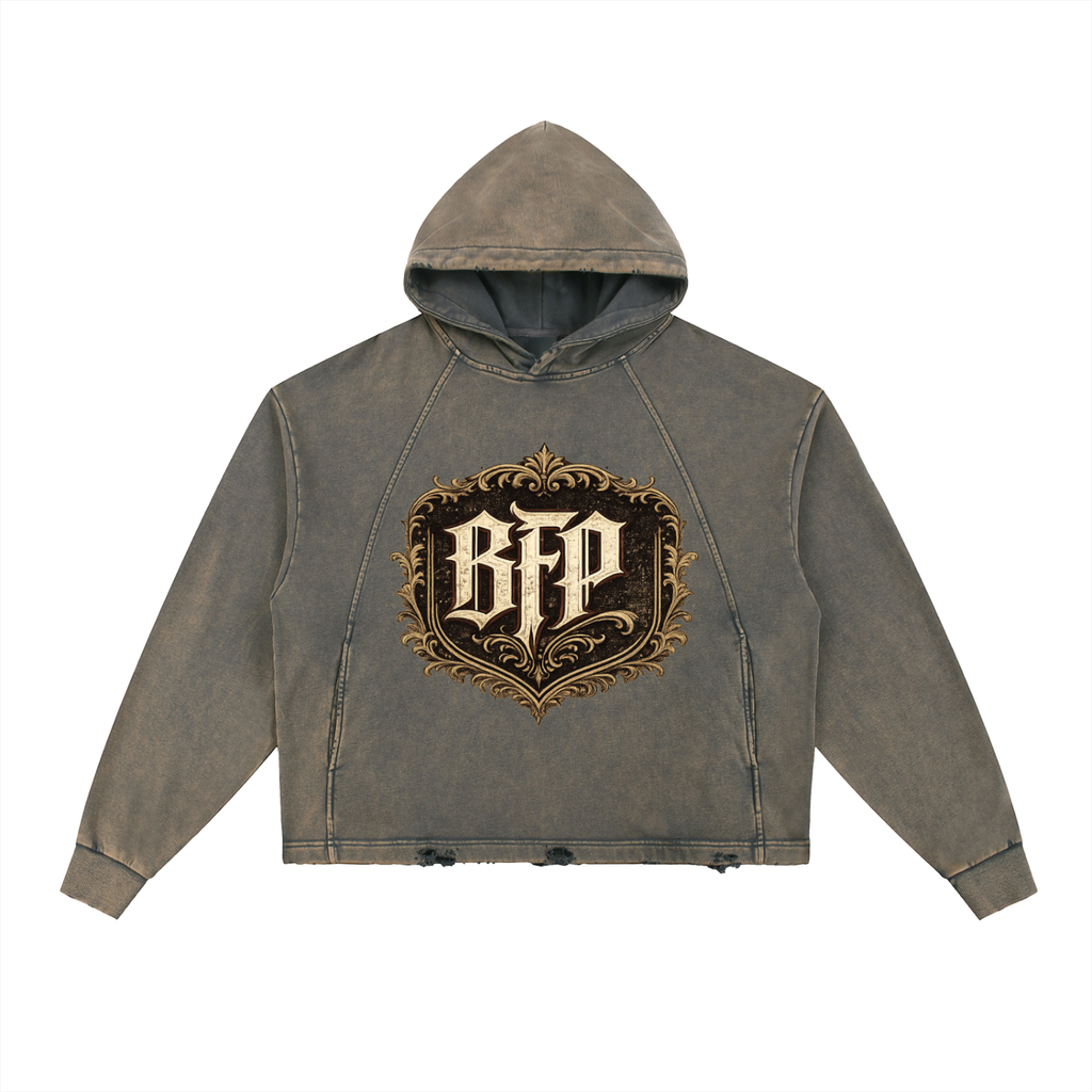 Vintage Washed Frayed-Hem Hoodie