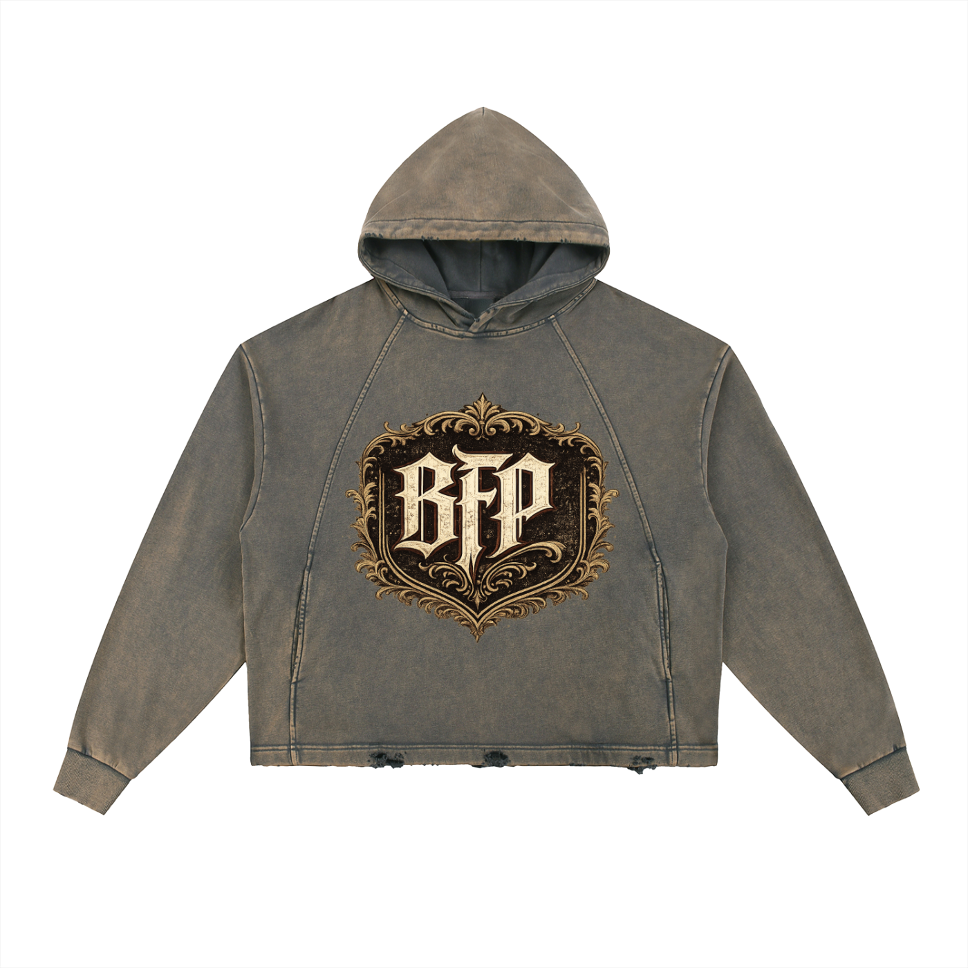 Vintage Washed Frayed-Hem Hoodie