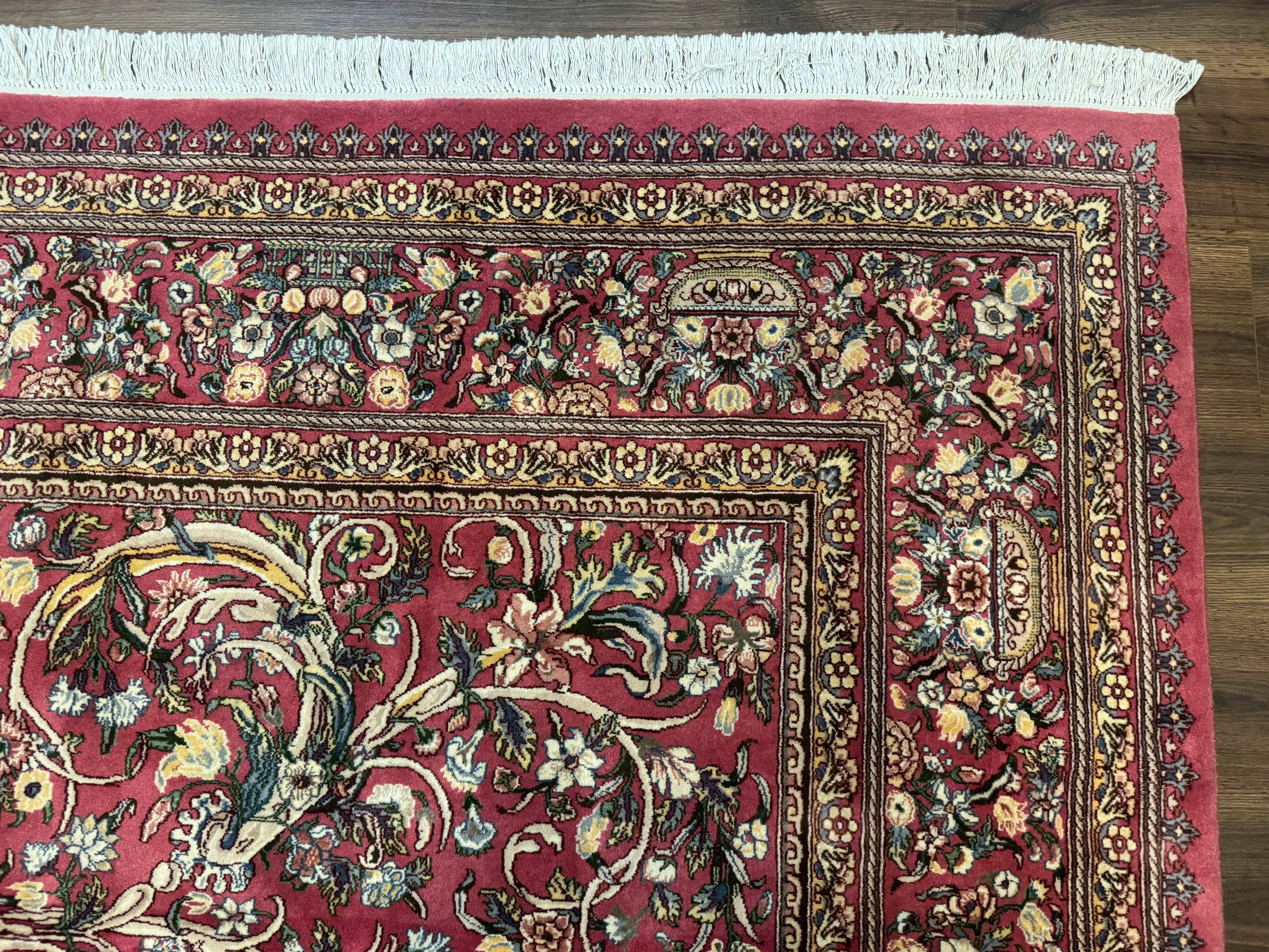 Sino Persian Rug 9x12, Fine 290 KPSI, Rose-Red, Floral Allover