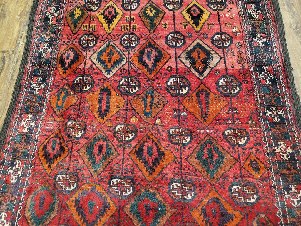 4 x 8 Handmade Baluch Afghan Turkoman Tribal Wool Rug Organic Dyes 8x4 Carpet