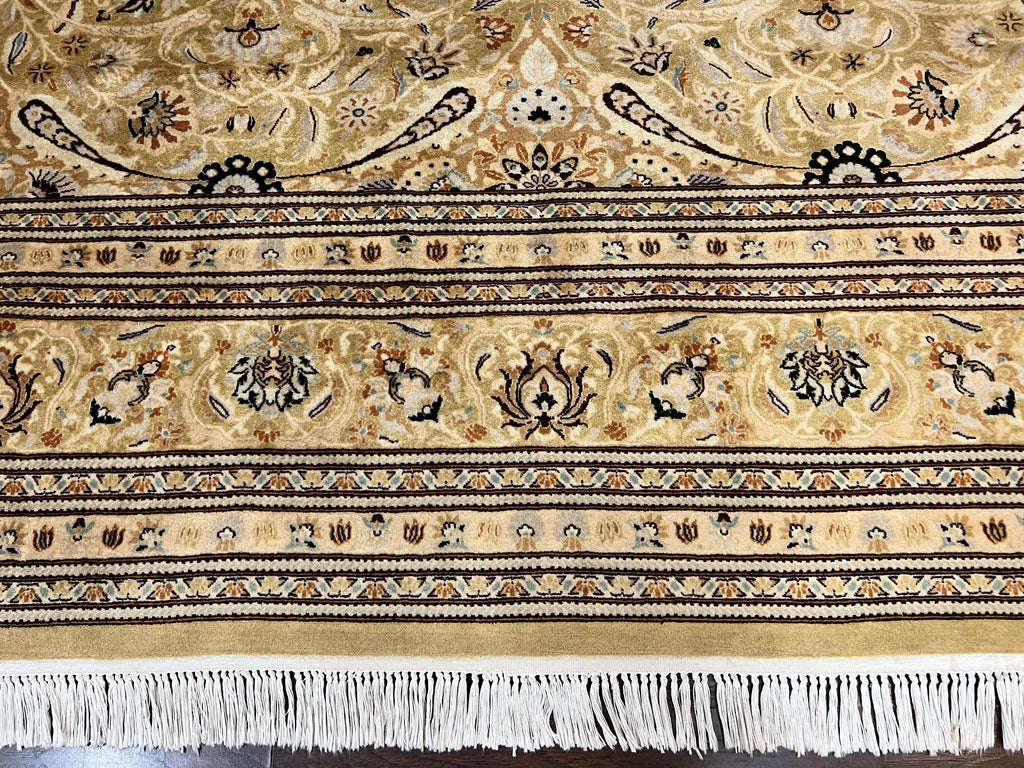 Pak Persian Rug 8x10, Wool Hand Knotted Vintage Carpet, Safavieh Rug, Gold Tan, 270 KPSI