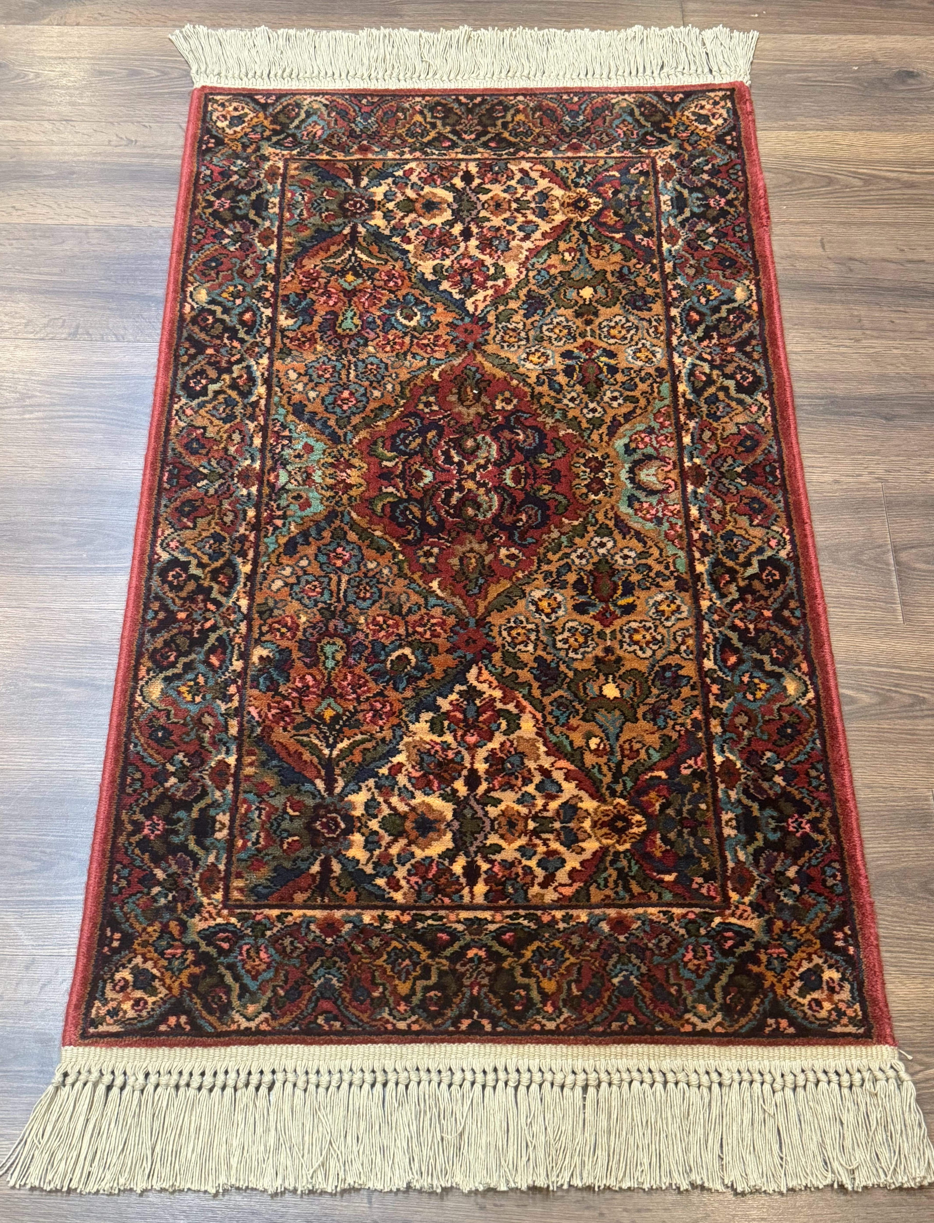 Karastan Rug 2.6 x 4 Multicolor Panel Kirman #717, Original 700 Series, Wool Pile Discontinued