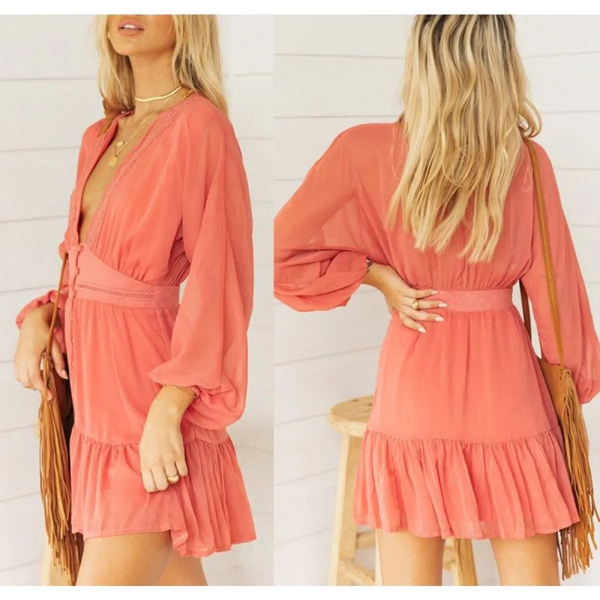 Deep-V Mini Dress