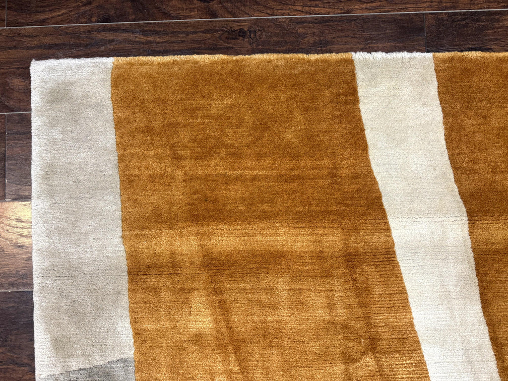 Modern Tibetan Rug 9x10, Wool Handmade Tibetan Area Rug, Abstract Multicolor