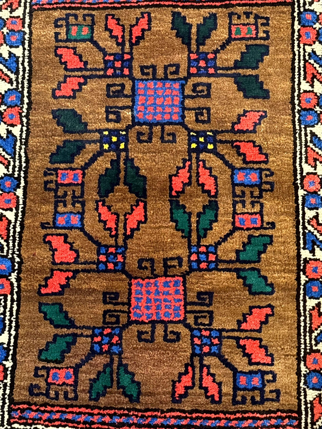 Small Persian Baluchi Rug, Tribal Rug, Brown, Multicolor