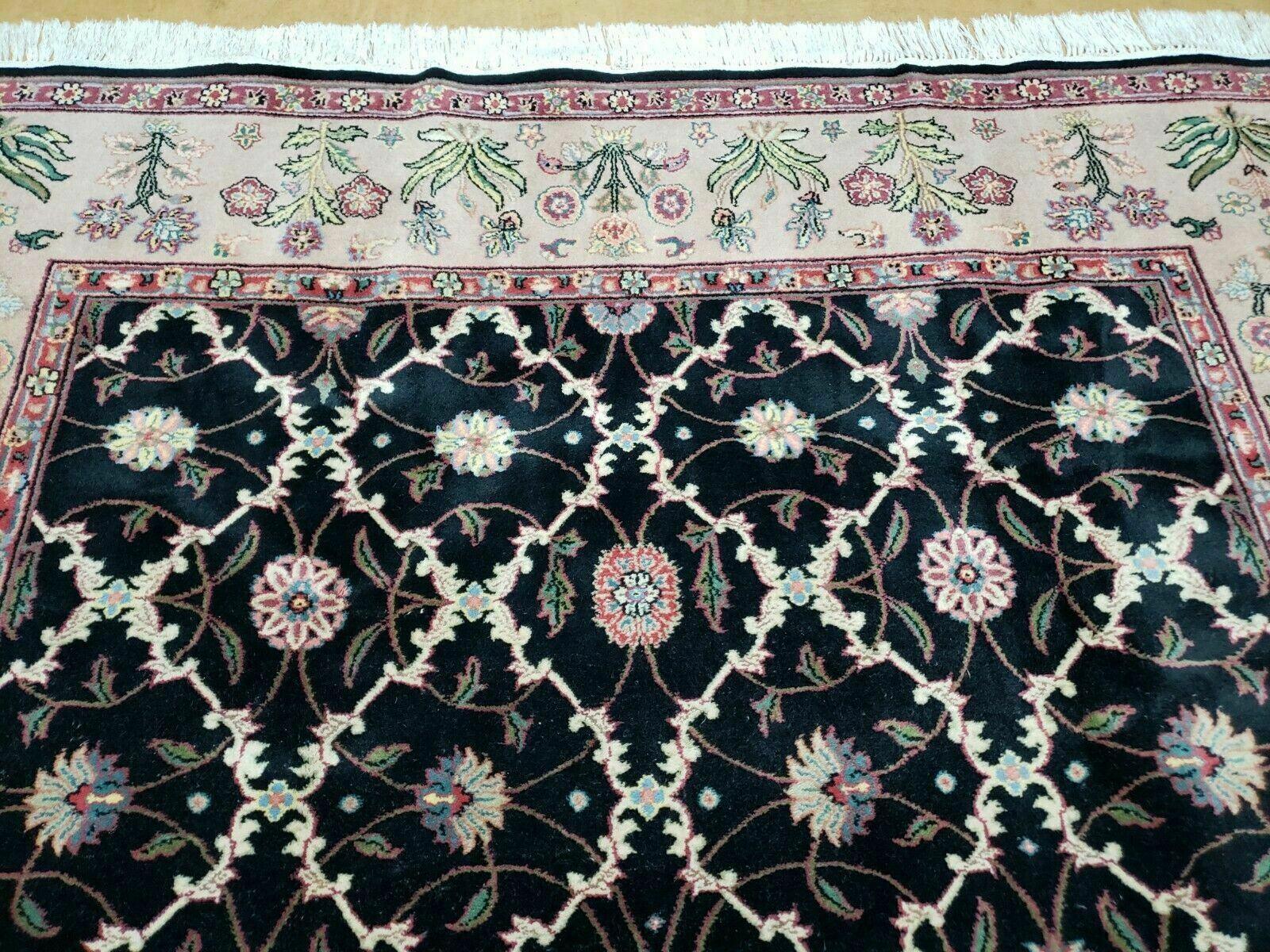 6' X 9' Handmade India Floral Oriental Wool Rug Carpet Hand Knotted Nice Black