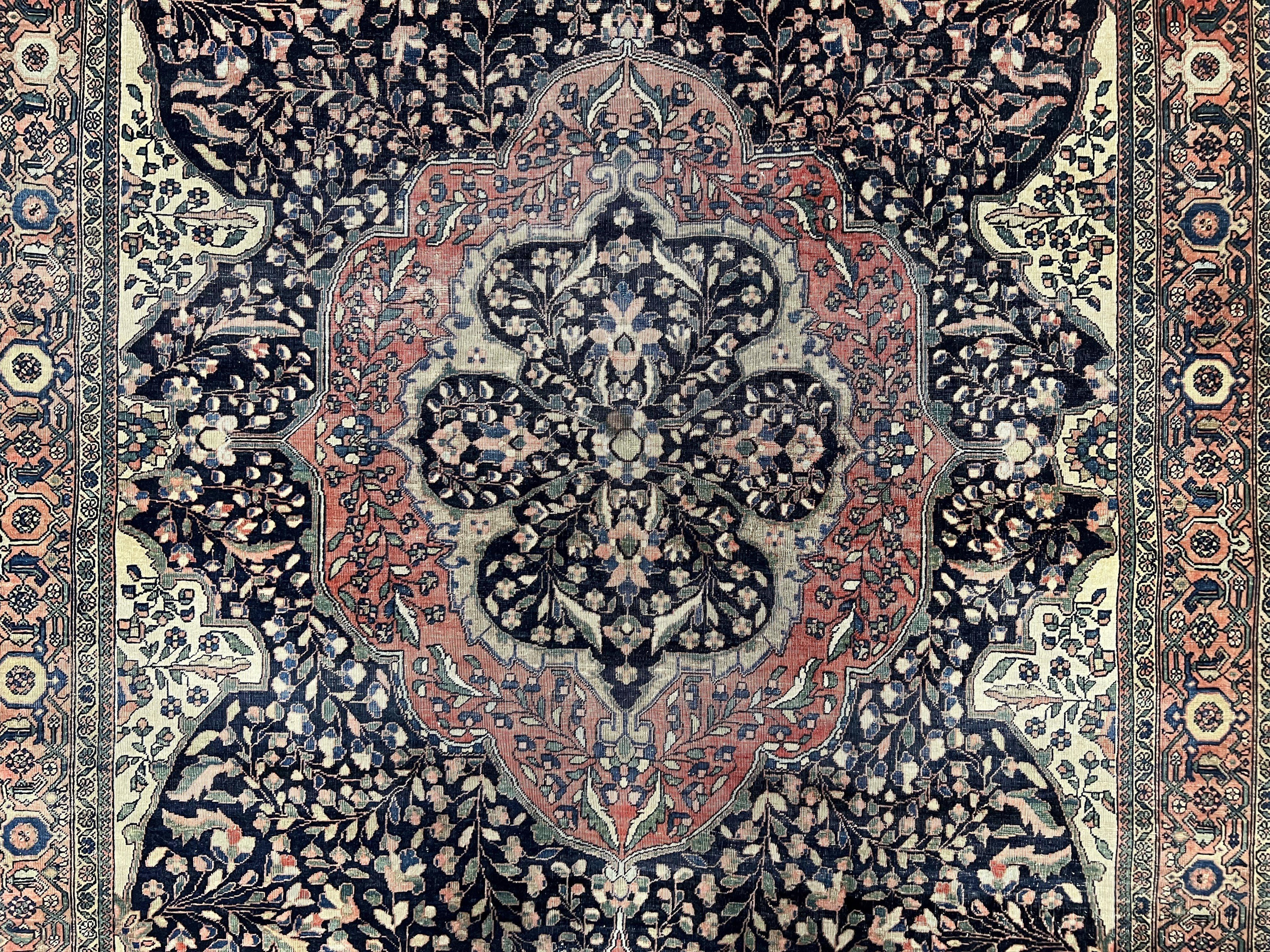 Antique Persian Sarouk Farahan Rug 4x7, Collectible Persian Carpet