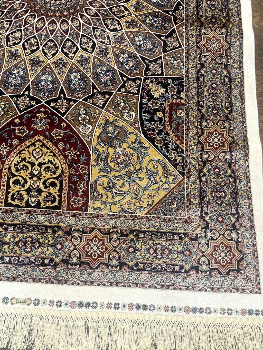 Turkish Silk Rug 4x6, Dome Design, Memluk Carpet, Bamboo Silk, New