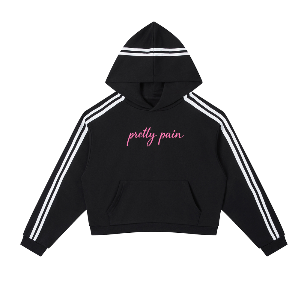 Contrast Side Stripe Cropped Hoodie