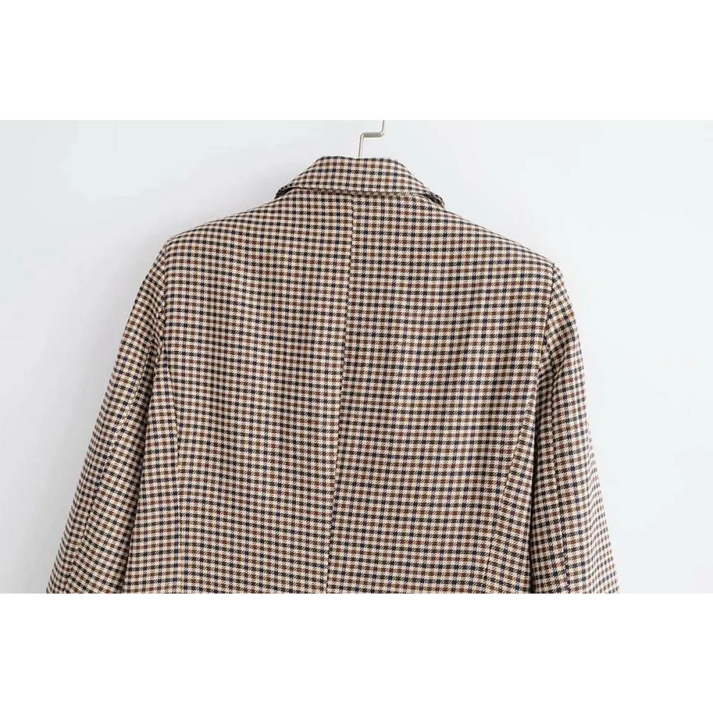 Double Breasted Checkered Blazer