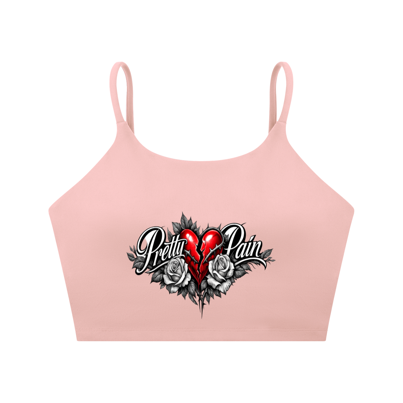 PRETTY PAIN Spaghetti Strap Yoga Sports Bra