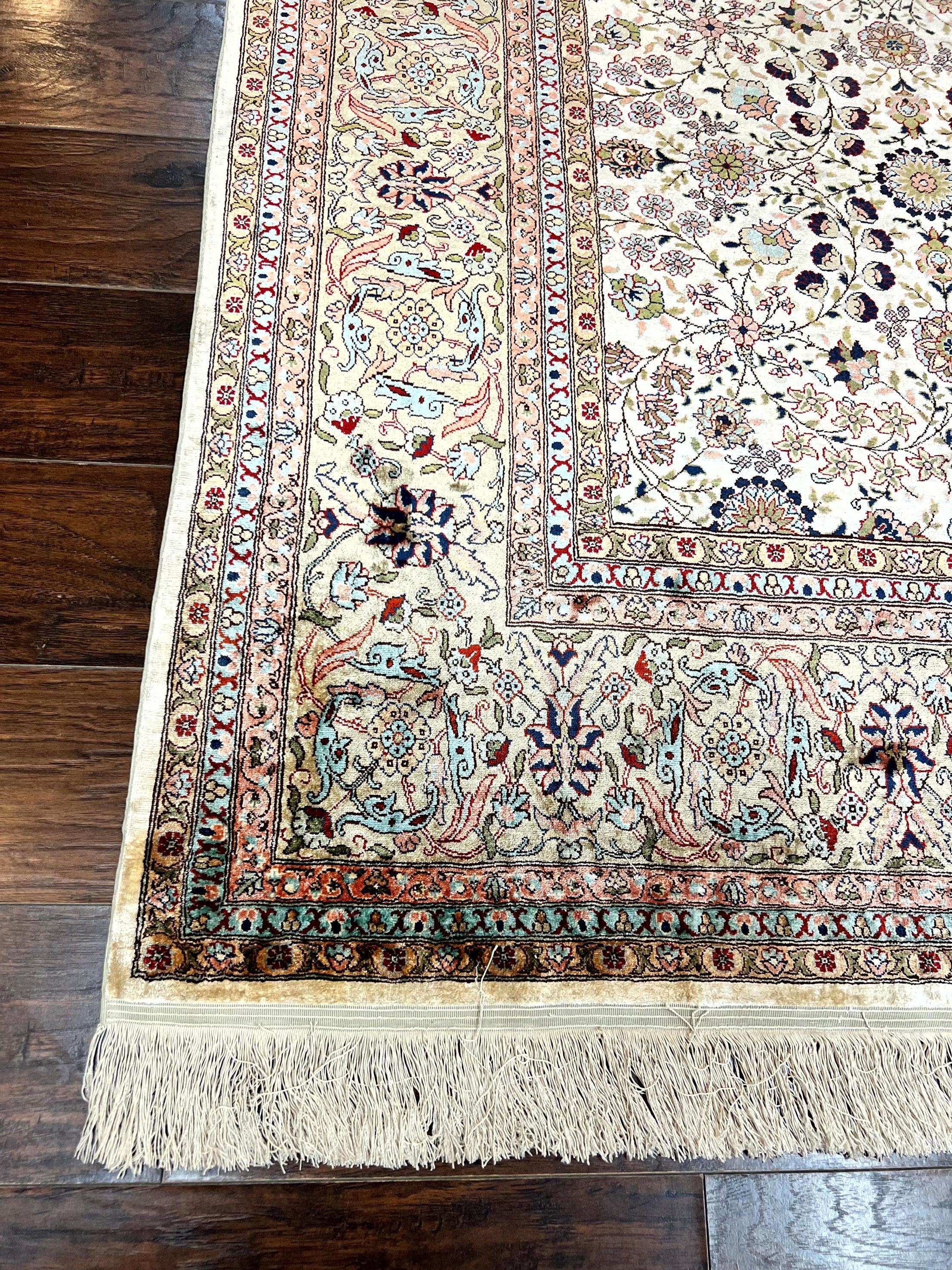 Wonderful Turkish Silk Rug 8x12, Handmade, Fine 320 KPSI