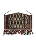 Antique Turkoman Camel Trapping, Turkoman Asmalyk, Red Black Ivory, Handmade, Hand Knotted Tribal Collectible Rug, Rare