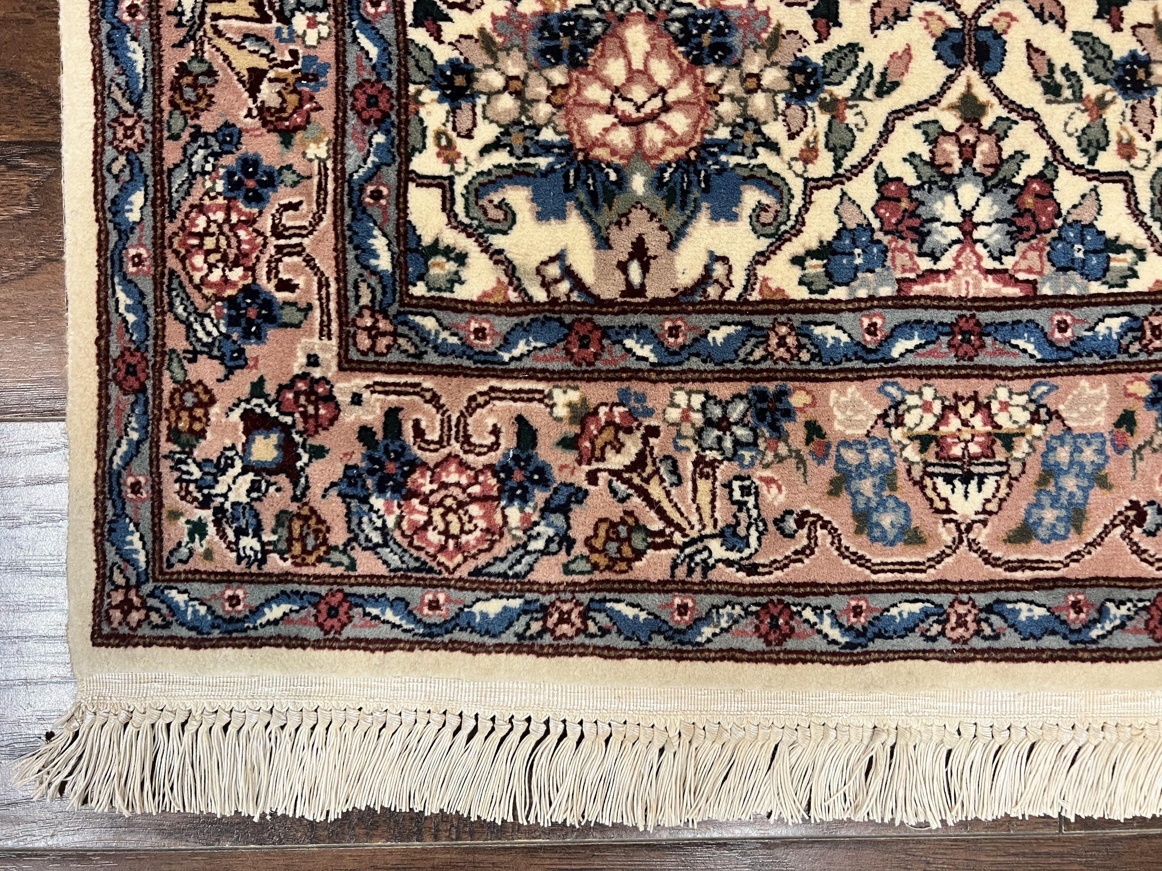 Sino Persian Runner Rug 2.8 x 14, Hand Knotted Vintage Oriental Hallway Rug, 14ft Runner, Cream, Floral, Wool