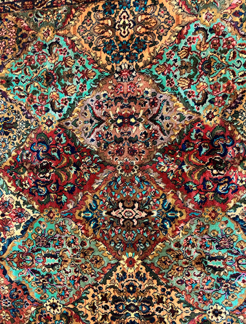 5.9 x 9 Karastan Rug Multicolor Panel Kirman #717, Original 700 Series, Wool