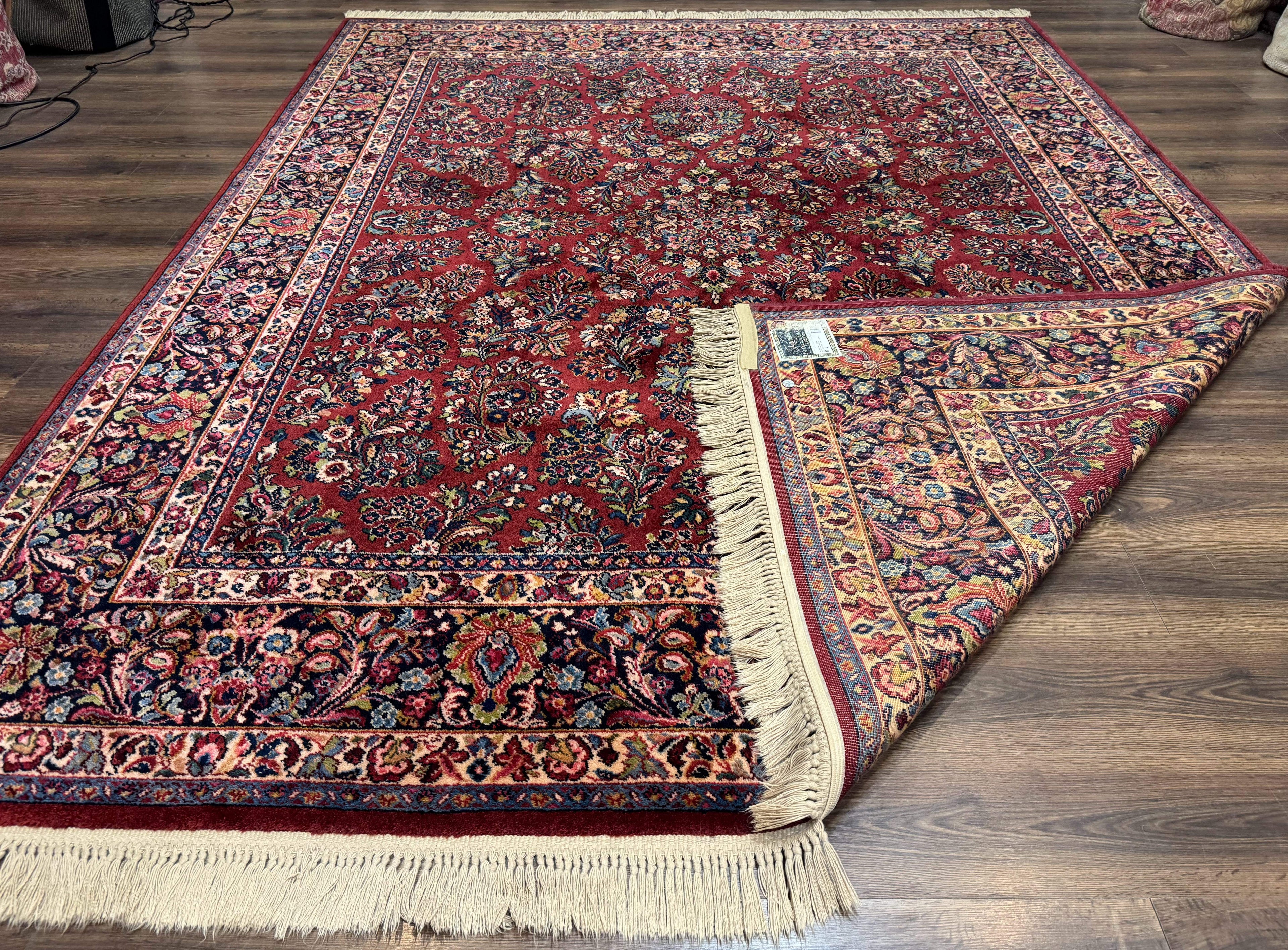 8.8 x 10.6 Karastan Red Sarouk Rug #785, Wool Pile Original 700 Series