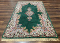 Persian Kerman Rug 4x6, Green Ivory Pink, Wool Vintage, Semi Open Field