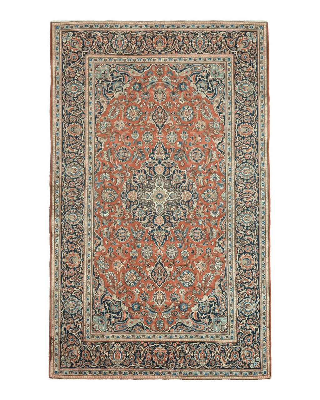 Persian Kashan Rug 4x7, Red, Floral Medallion, Vintage, Wool