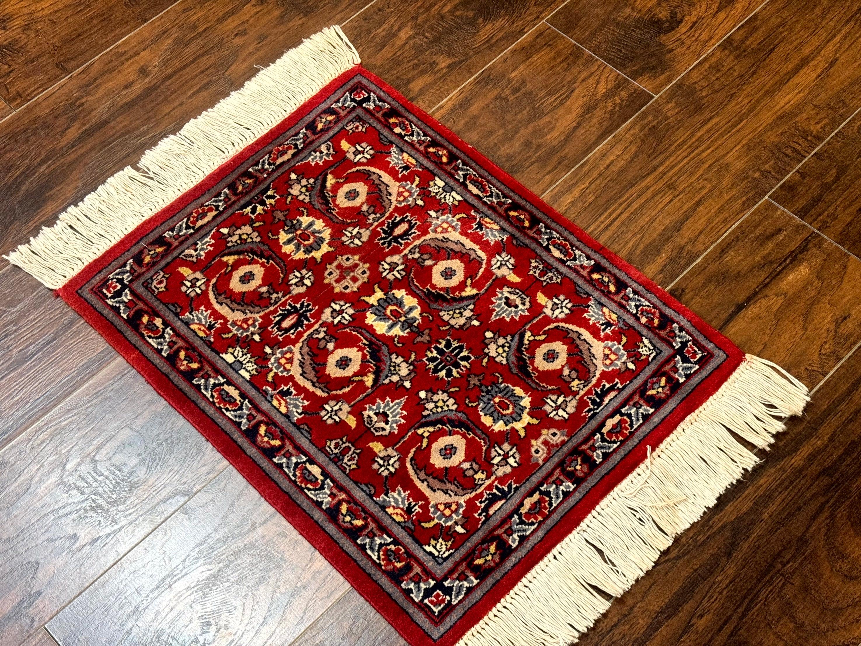 Small Pak Persian Handmade Wool Rug 1.7 x 2, Red